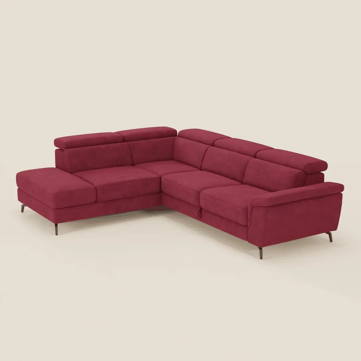 Estro Canapé d'angle extractible - têtières inclinables en tissu imperméable T14 rouge - Image 2