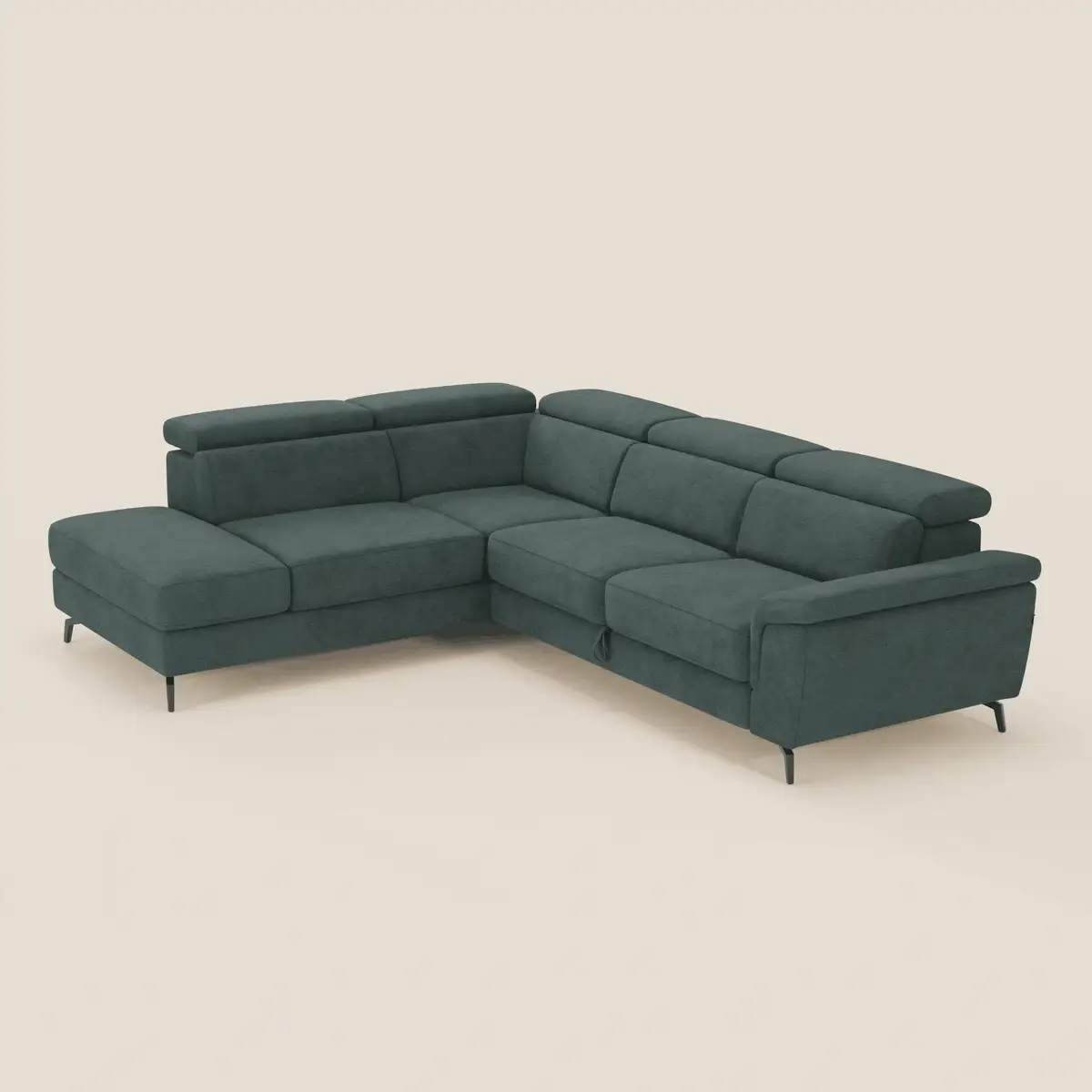 Estro Canapé d'angle extractible - têtières inclinables en tissu imperméable T14 vert - Image 2