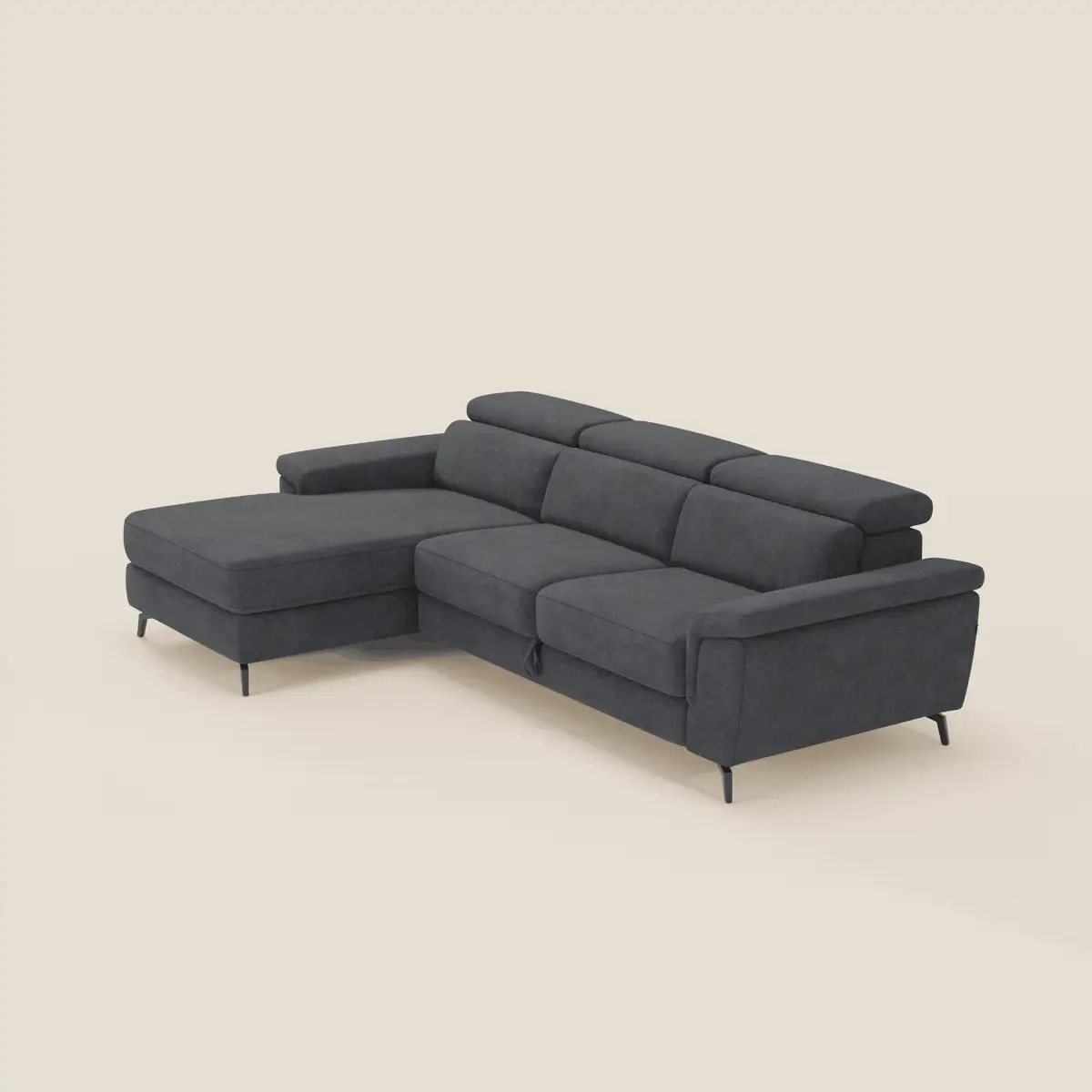 Estro CanapĂ© extractible et chaise longue - tĂȘtiĂšres inclinables en tissu impermĂ©able T14 anthracite - Image 2