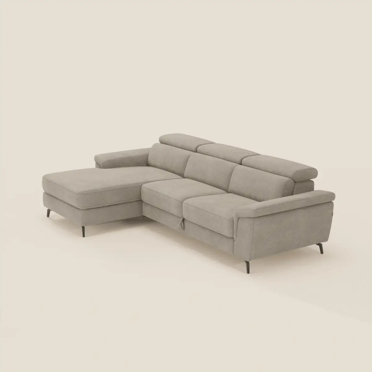 Estro Canapé extractible et chaise longue - têtières inclinables en tissu imperméable T14 beige - Image 2