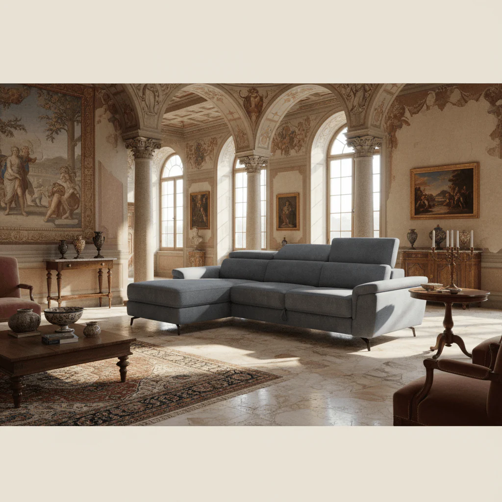Estro Canapé extractible et chaise longue - têtières inclinables en tissu imperméable 277 cm GAUCHE T14 bleu pastel - Image 13