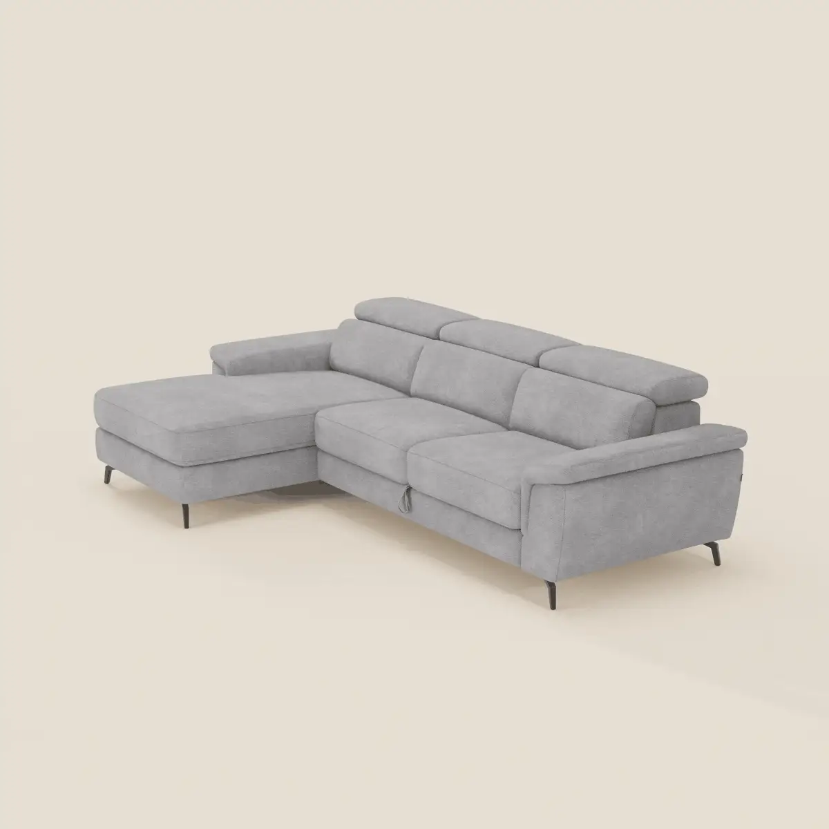 Estro CanapĂ© extractible et chaise longue - tĂȘtiĂšres inclinables en tissu impermĂ©able T14 gris clair - Image 2