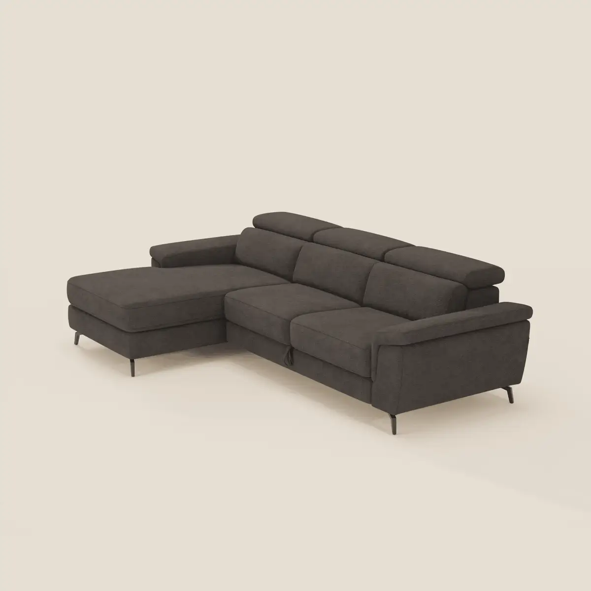 Estro Canapé extractible et chaise longue - têtières inclinables en tissu imperméable T14 marron - Image 2