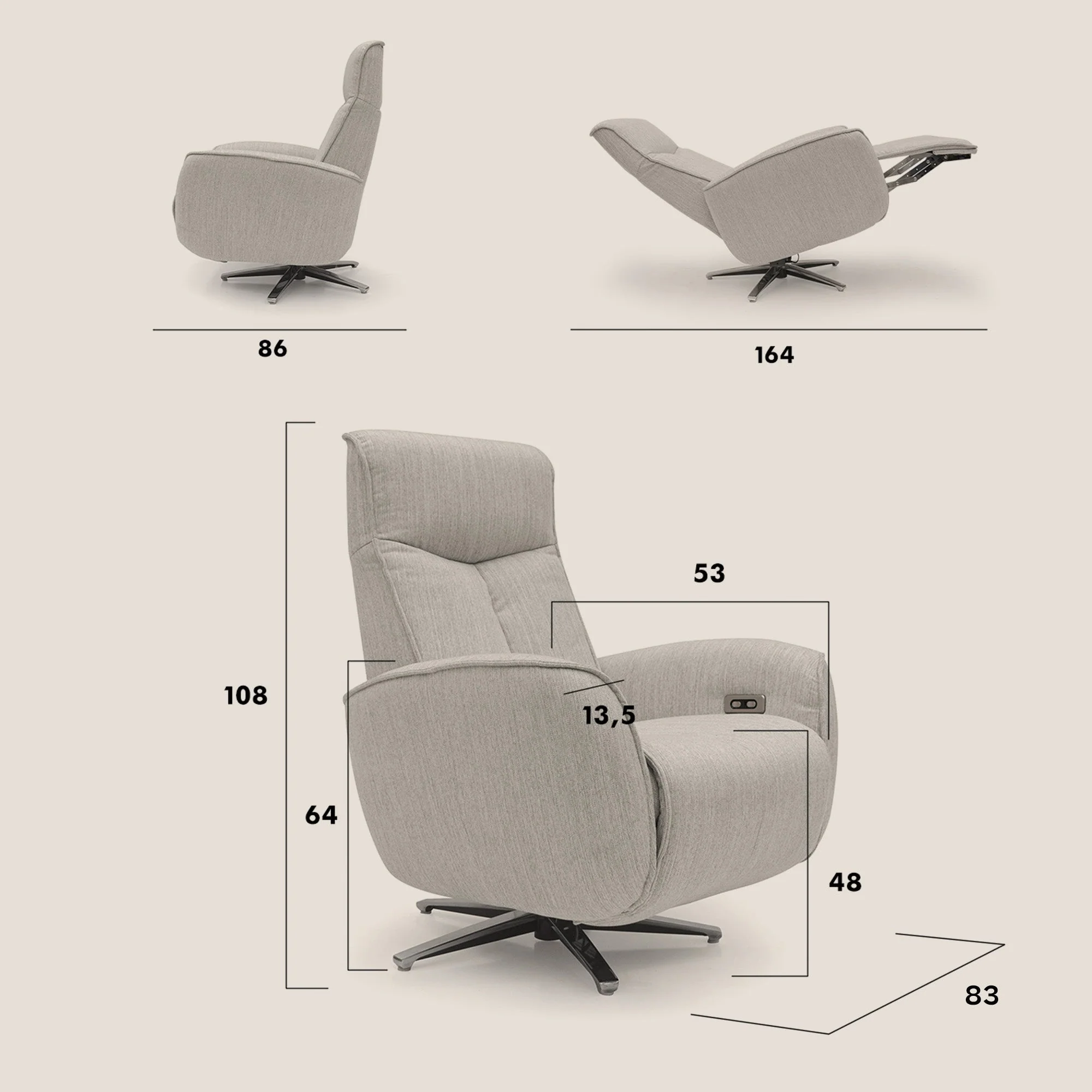 EVA fauteuil RELAX en tissu imperméable T02 gris - Image 12