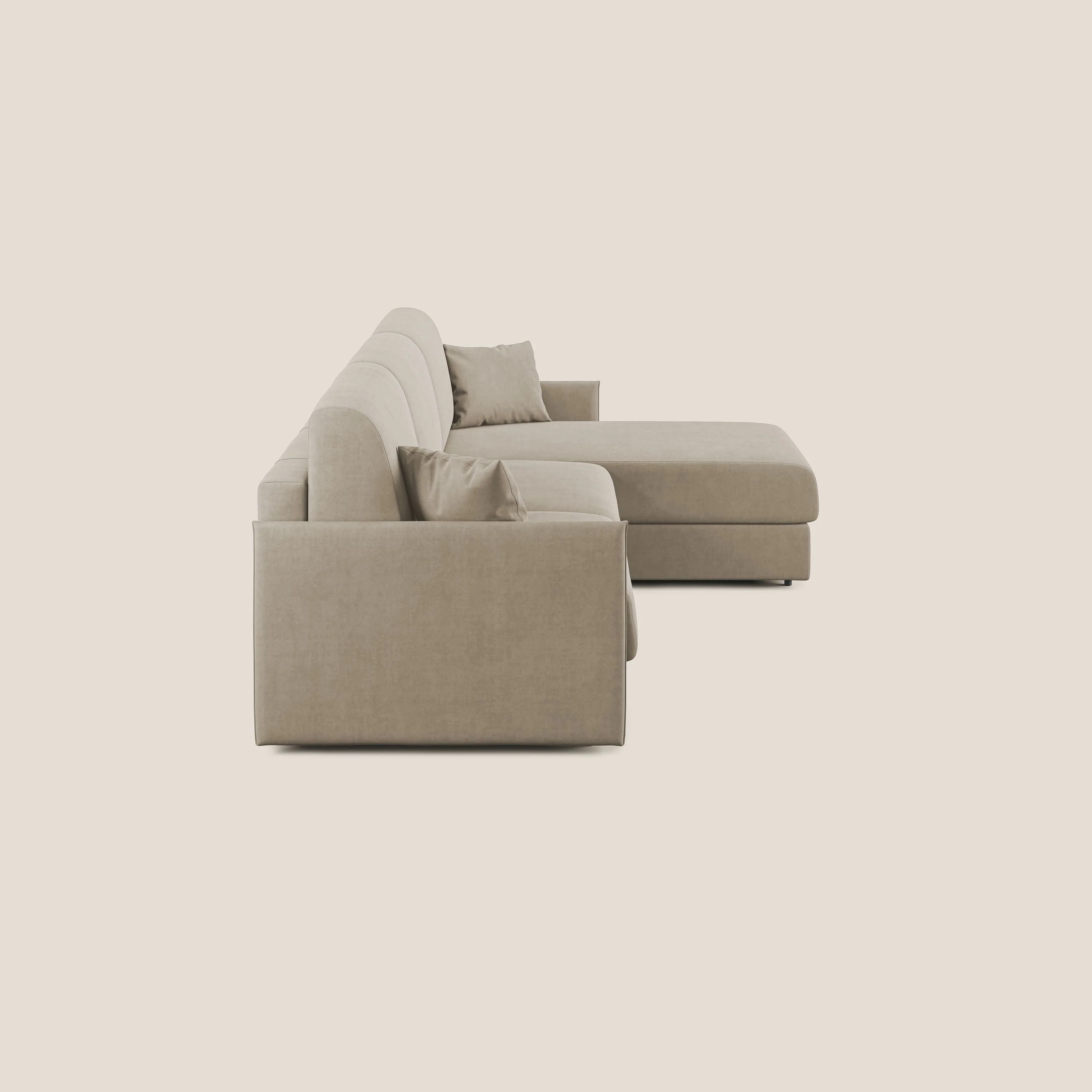 Evans canapé d'angle convertible avec méridienne en tissu doux imperméable T02 beige - Image 4