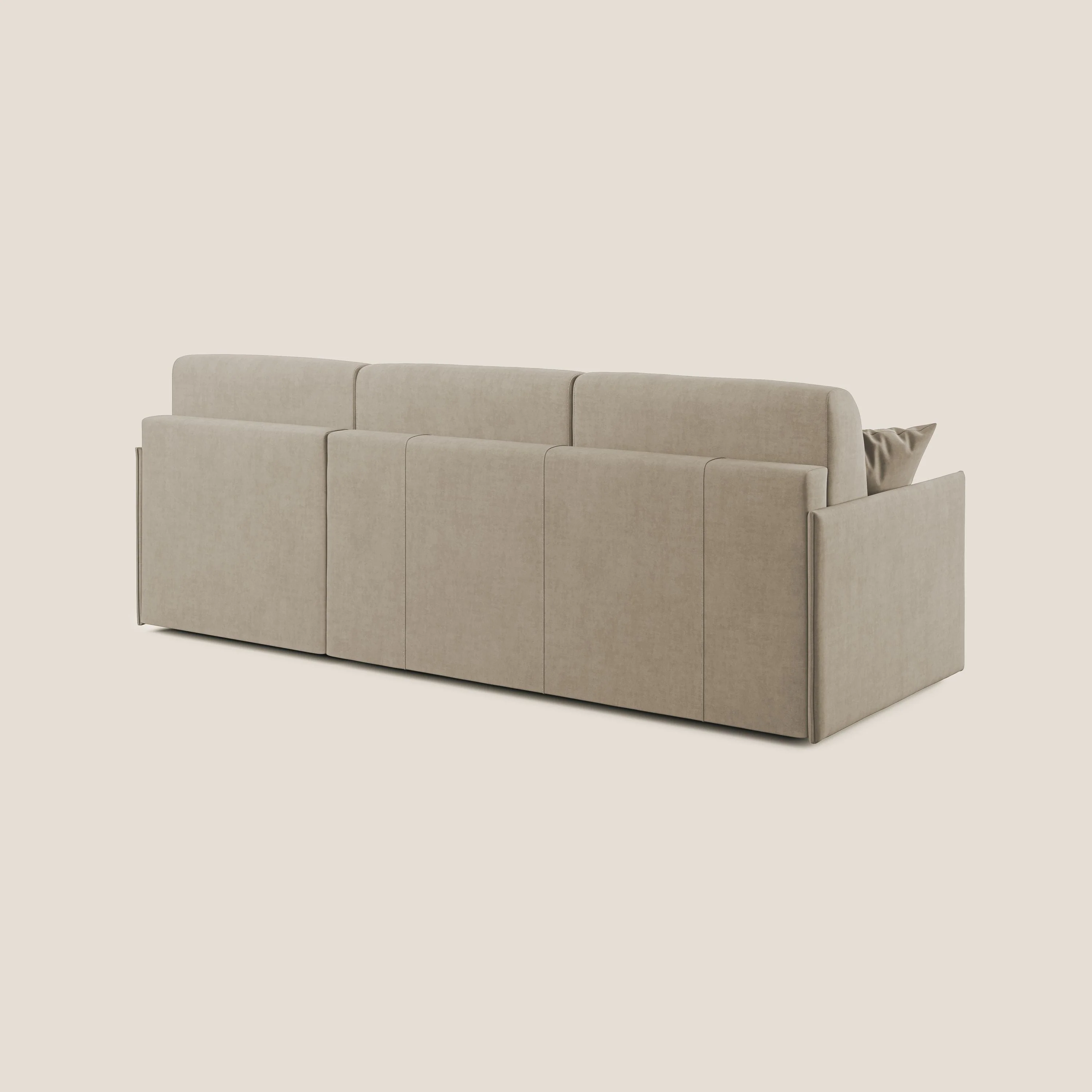 Evans canapé d'angle convertible avec méridienne en tissu doux imperméable T02 beige - Image 5
