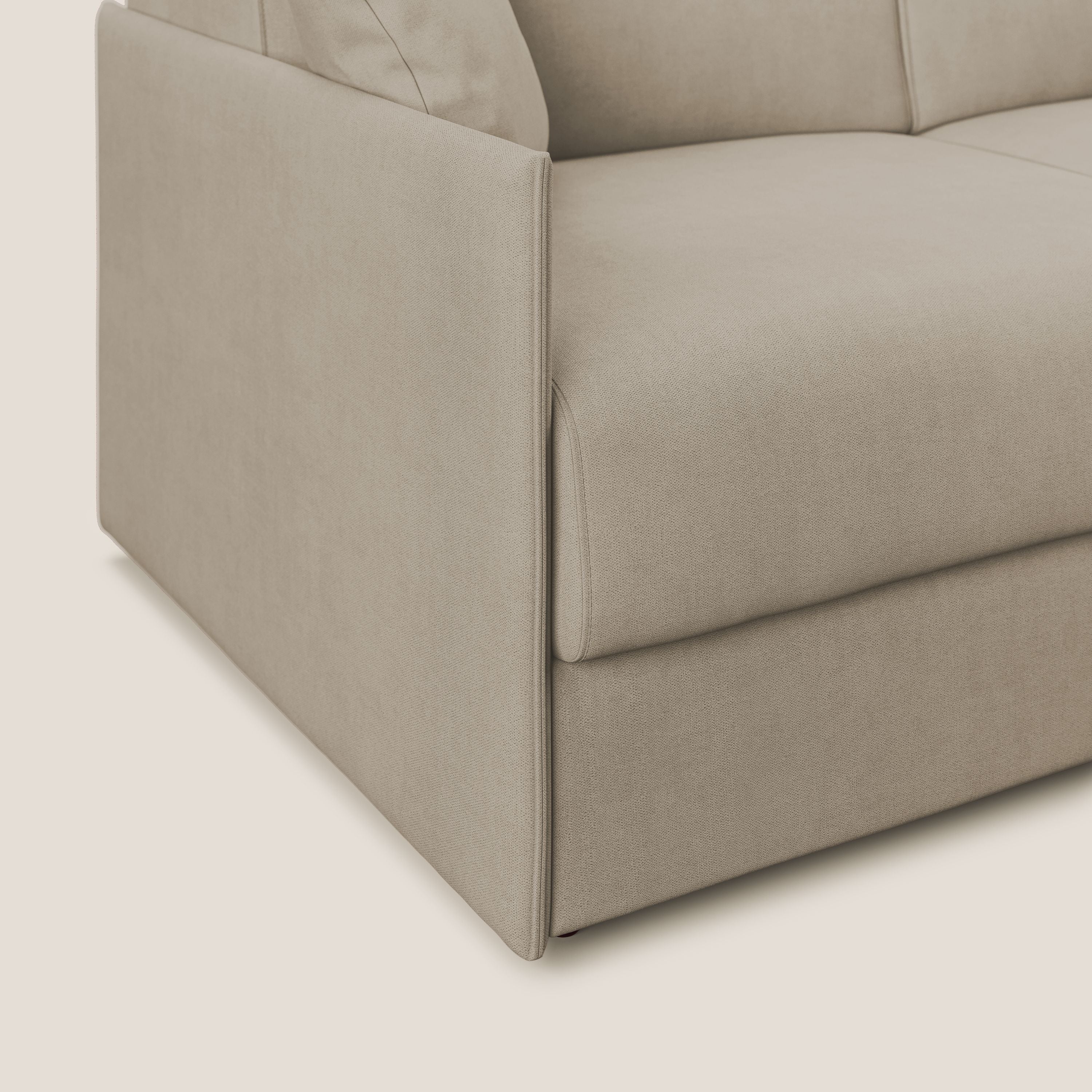 Evans canapé d'angle convertible avec méridienne en tissu doux imperméable T02 beige - Image 6