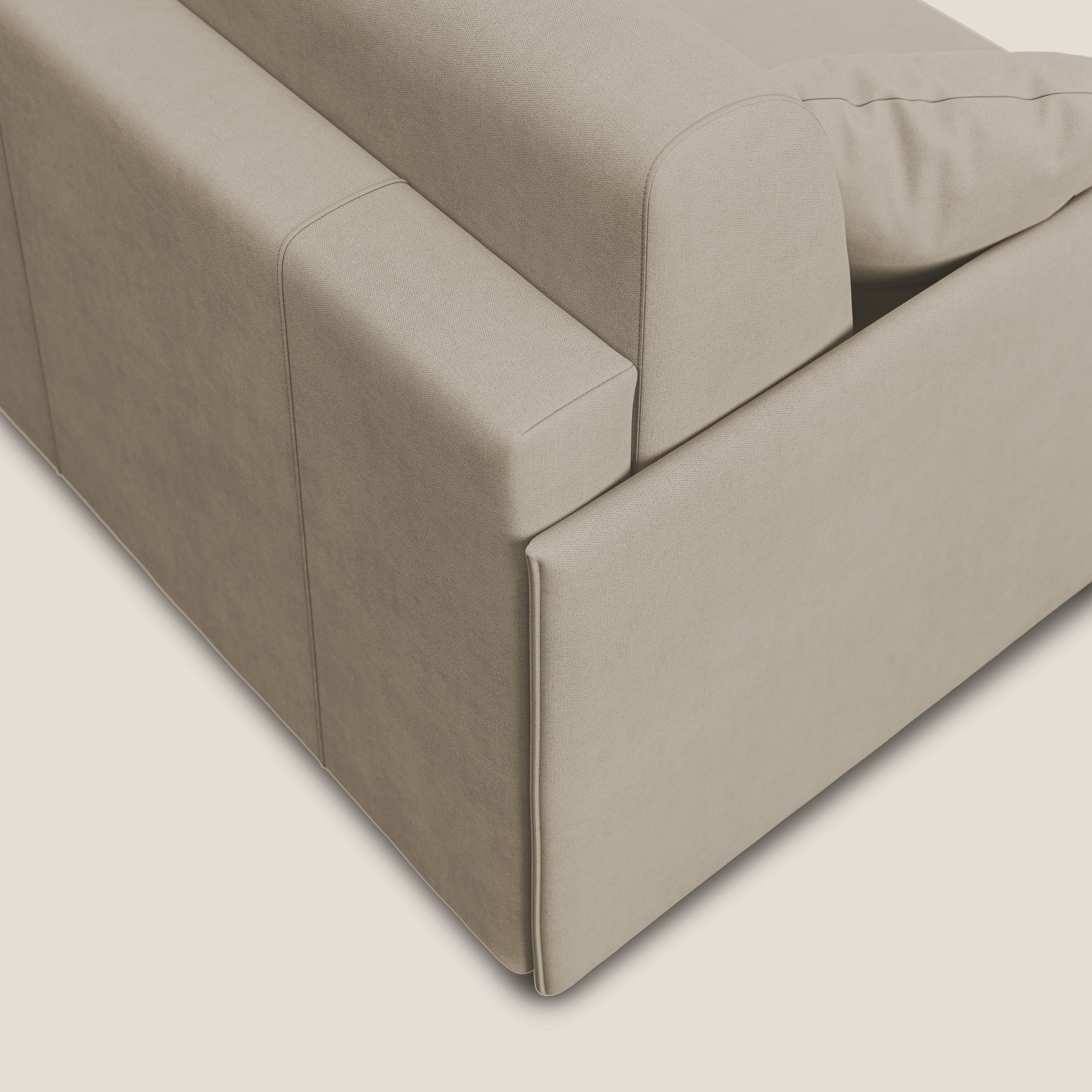 Evans canapé d'angle convertible avec méridienne en tissu doux imperméable T02 beige - Image 8