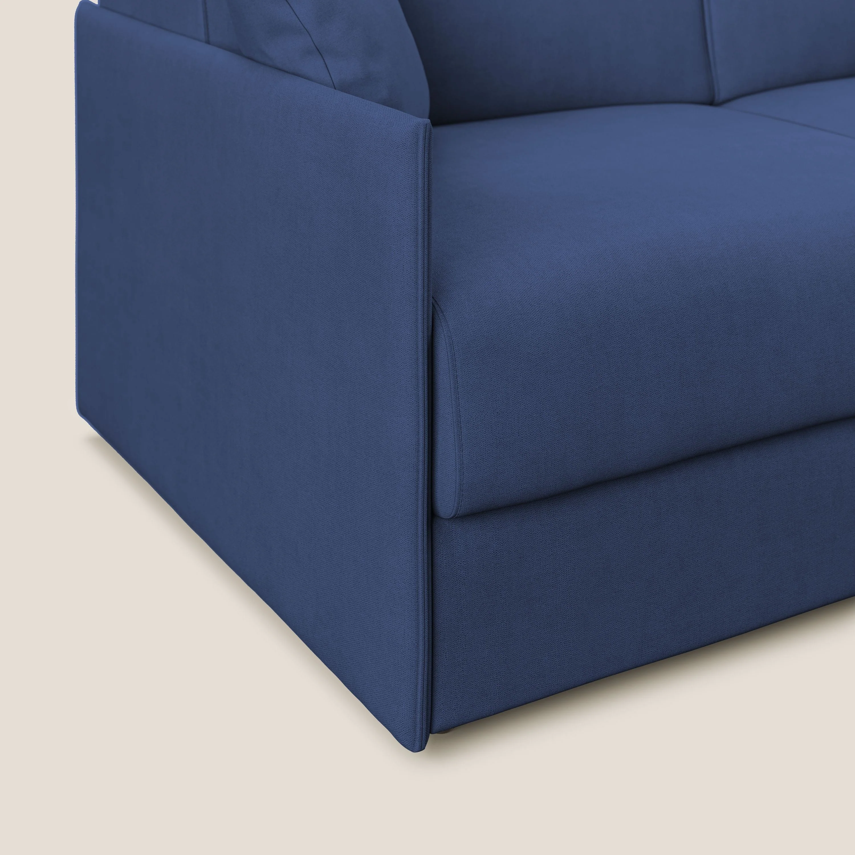 Evans canapé d'angle convertible avec méridienne en tissu doux imperméable T02 bleu - Image 3