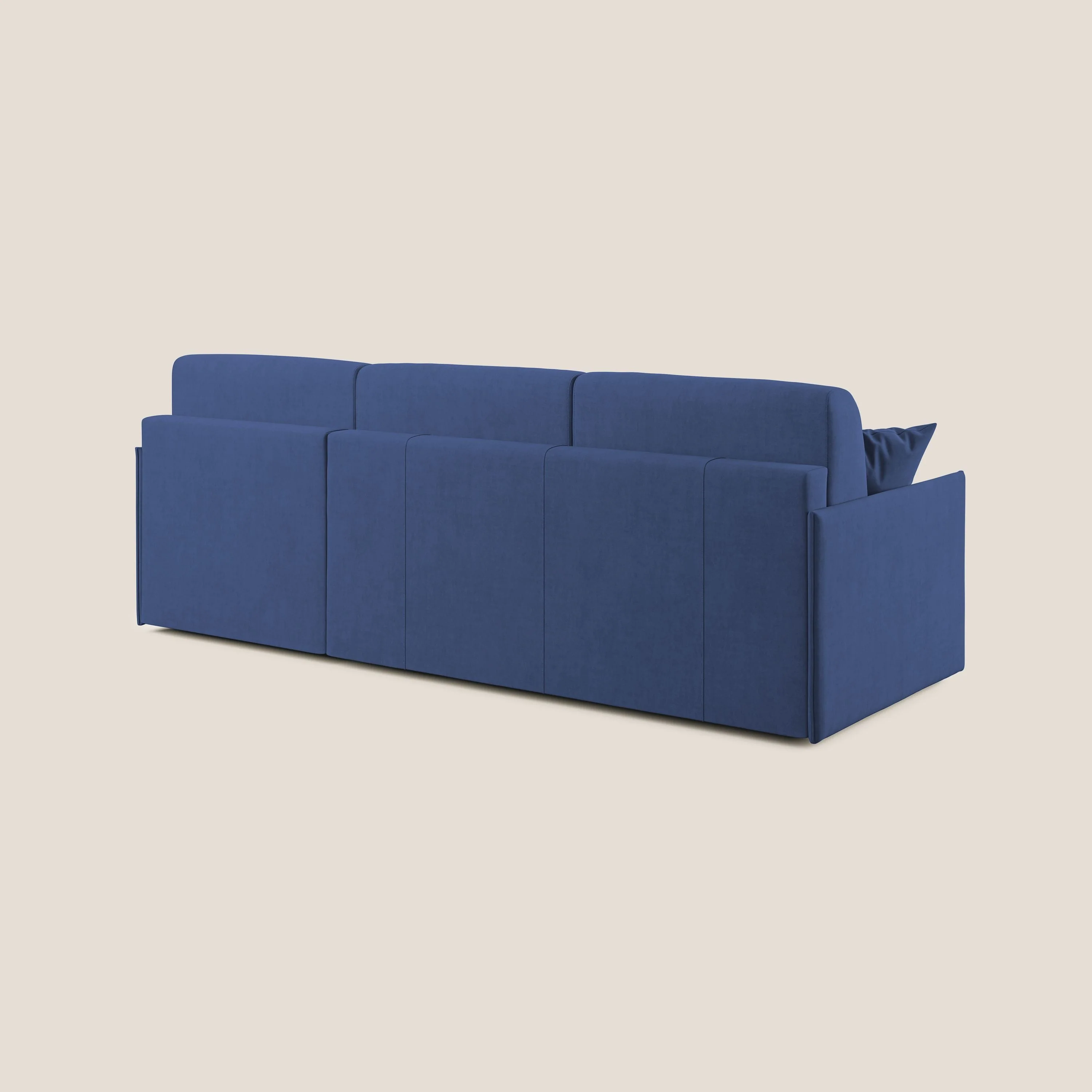Evans canapé d'angle convertible avec méridienne en tissu doux imperméable T02 bleu - Image 4