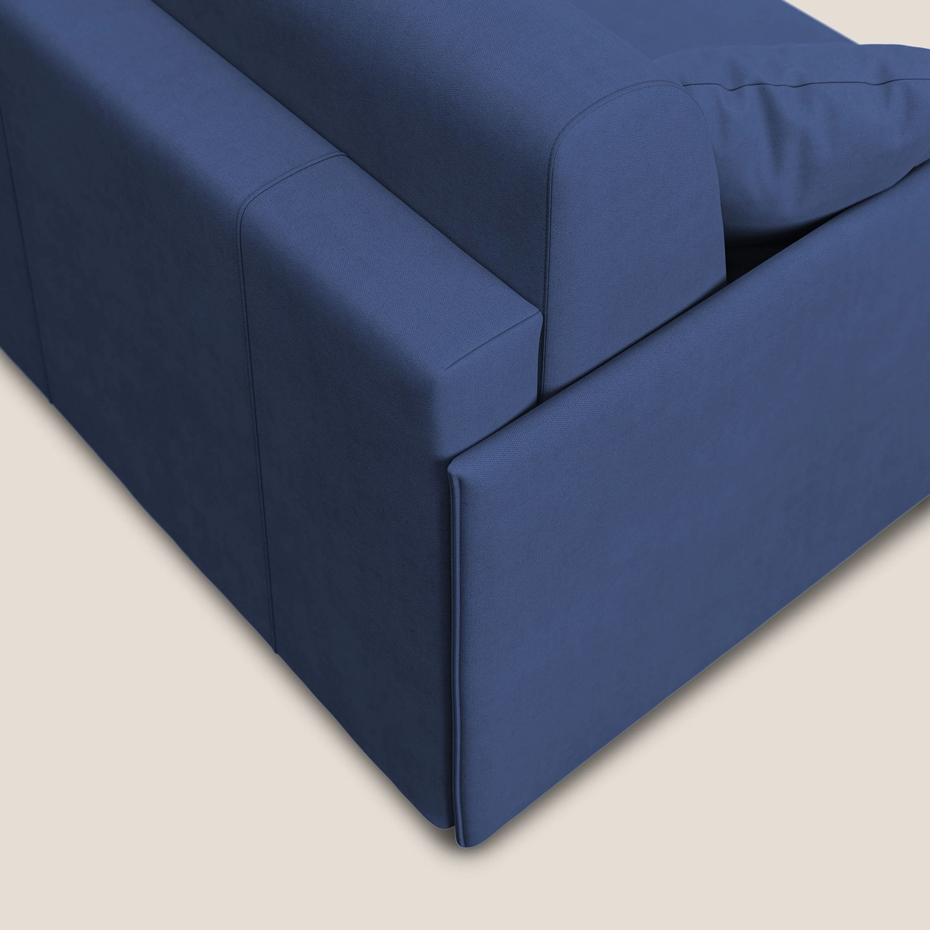 Evans canapé d'angle convertible avec méridienne en tissu doux imperméable T02 bleu - Image 5