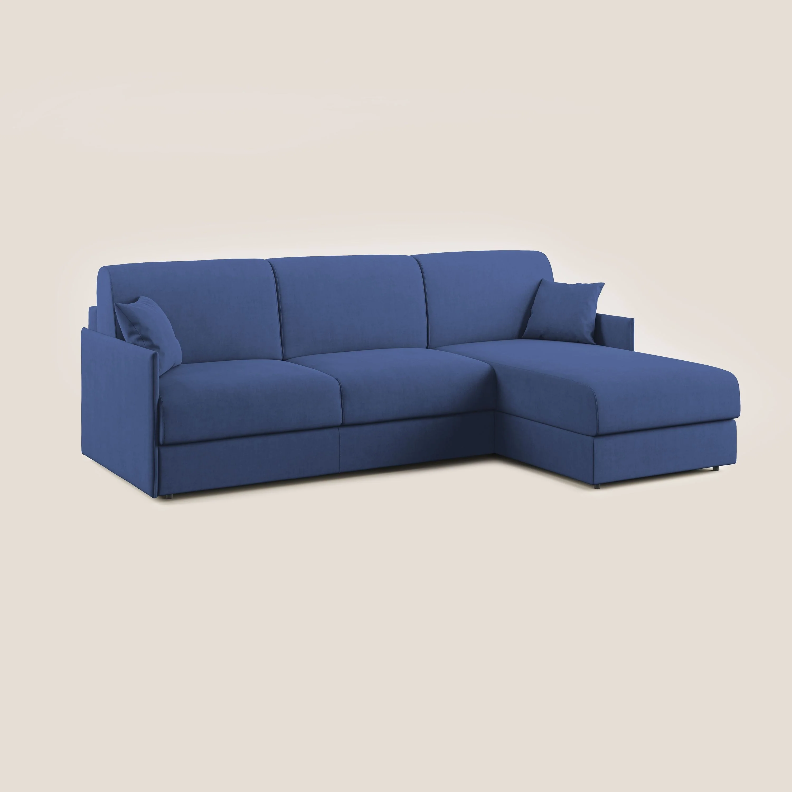 Evans canapé d'angle convertible avec méridienne en tissu doux imperméable T02 bleu - Image 7