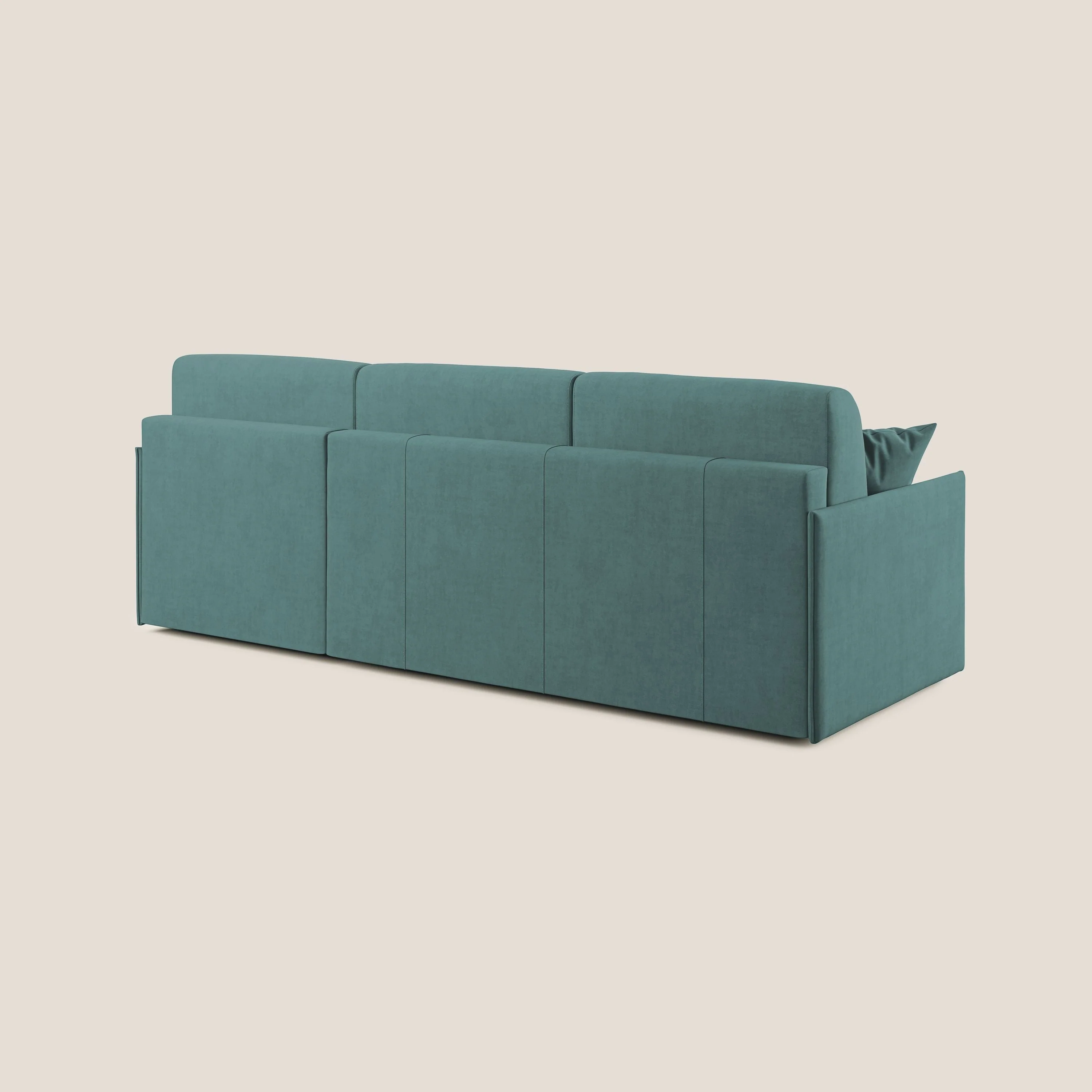 Evans canapé d'angle convertible avec méridienne en tissu doux imperméable T02 bleu canard - Image 5