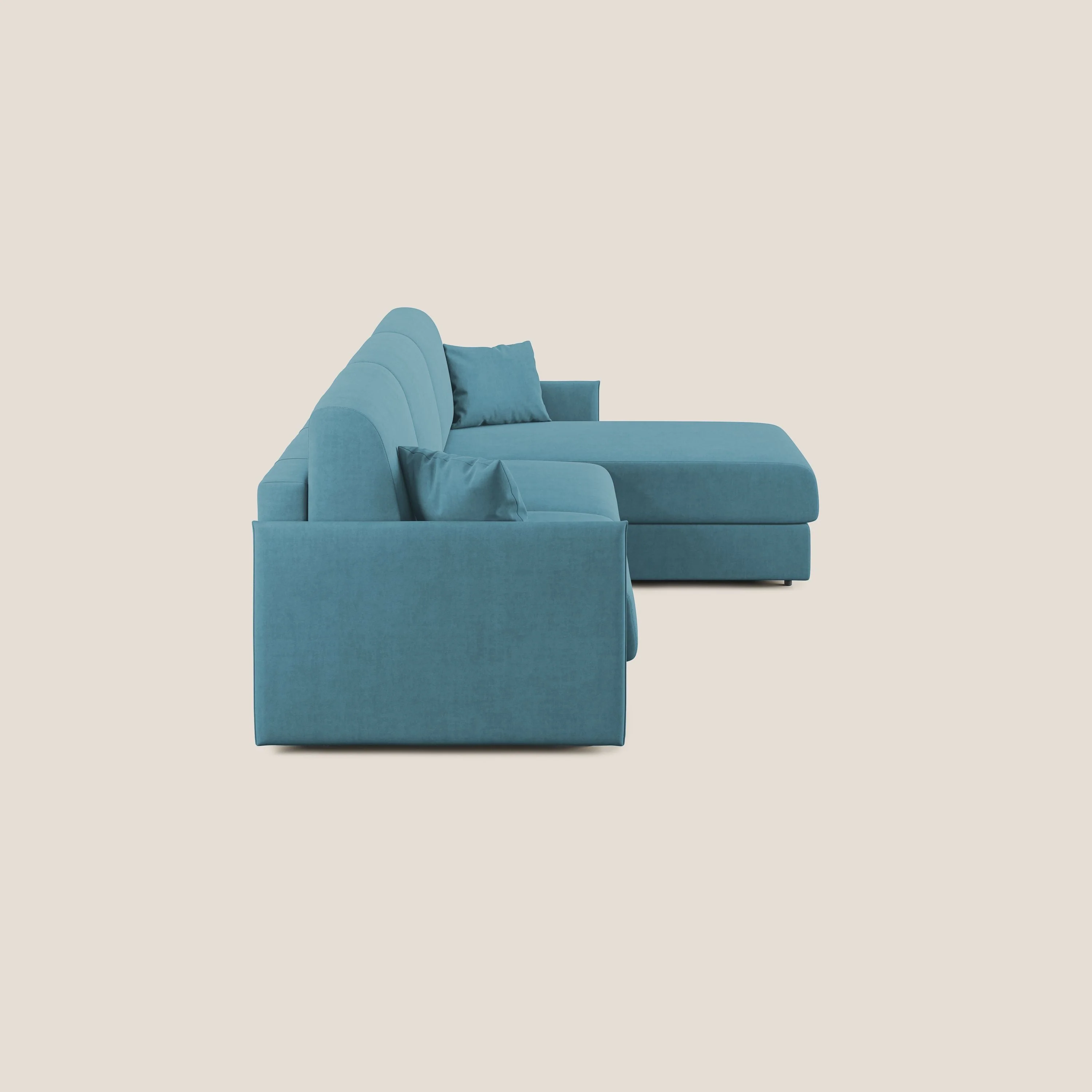 Evans canapé d'angle convertible avec méridienne en tissu doux imperméable T02 bleu clair - Image 6