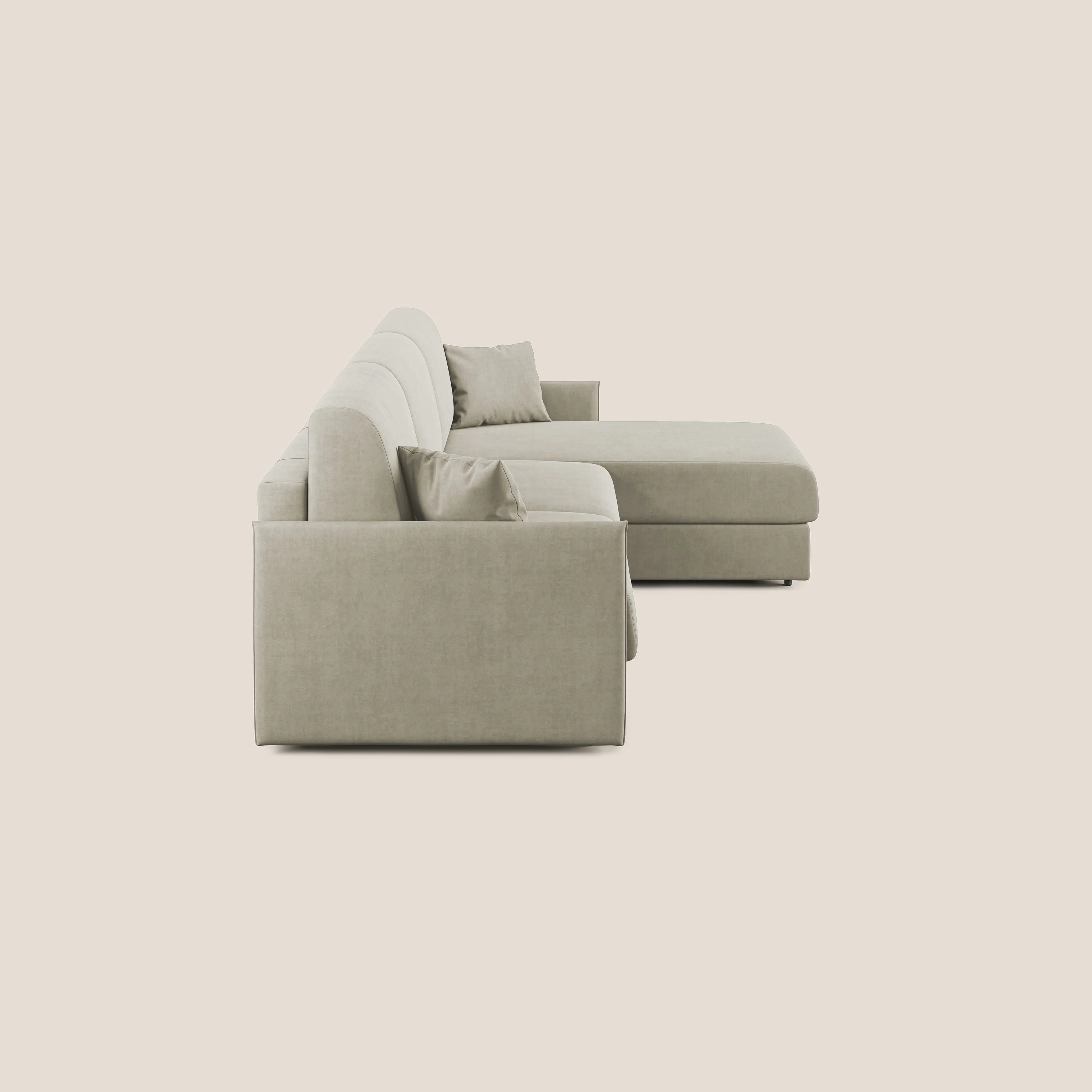 Evans canapé d'angle convertible avec méridienne en tissu doux imperméable T02 crème - Image 4