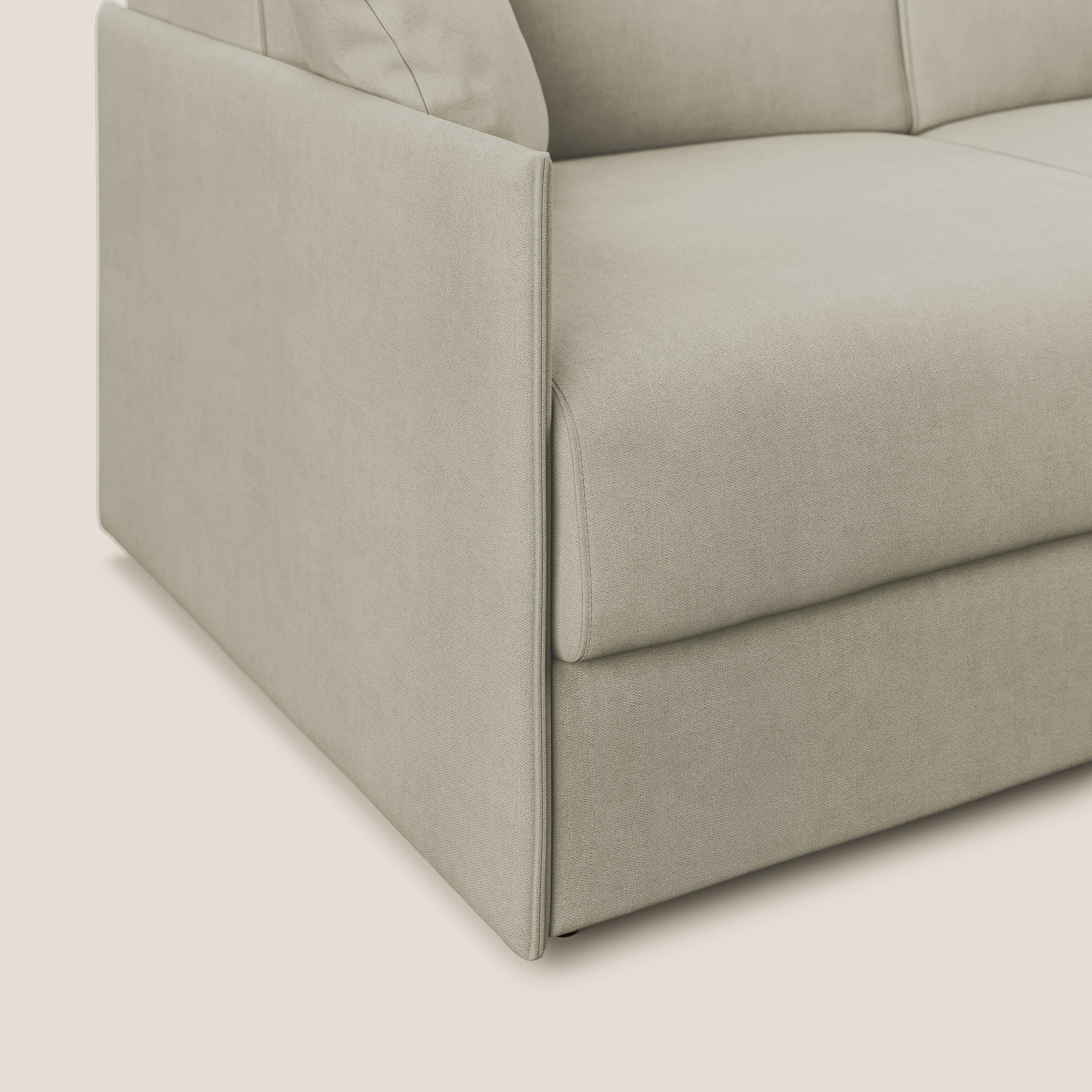 Evans canapé d'angle convertible avec méridienne en tissu doux imperméable T02 crème - Image 6