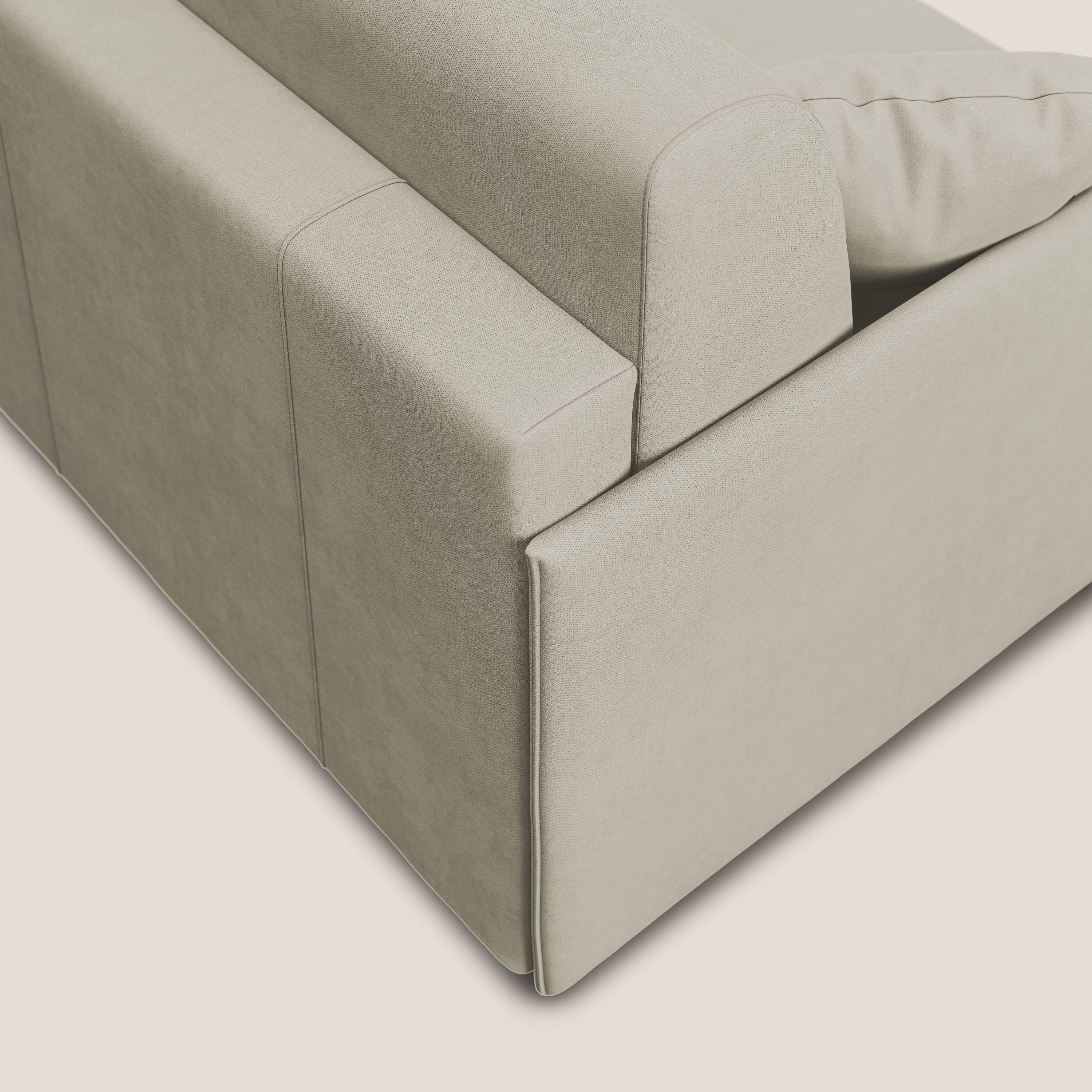 Evans canapé d'angle convertible avec méridienne en tissu doux imperméable T02 crème - Image 8