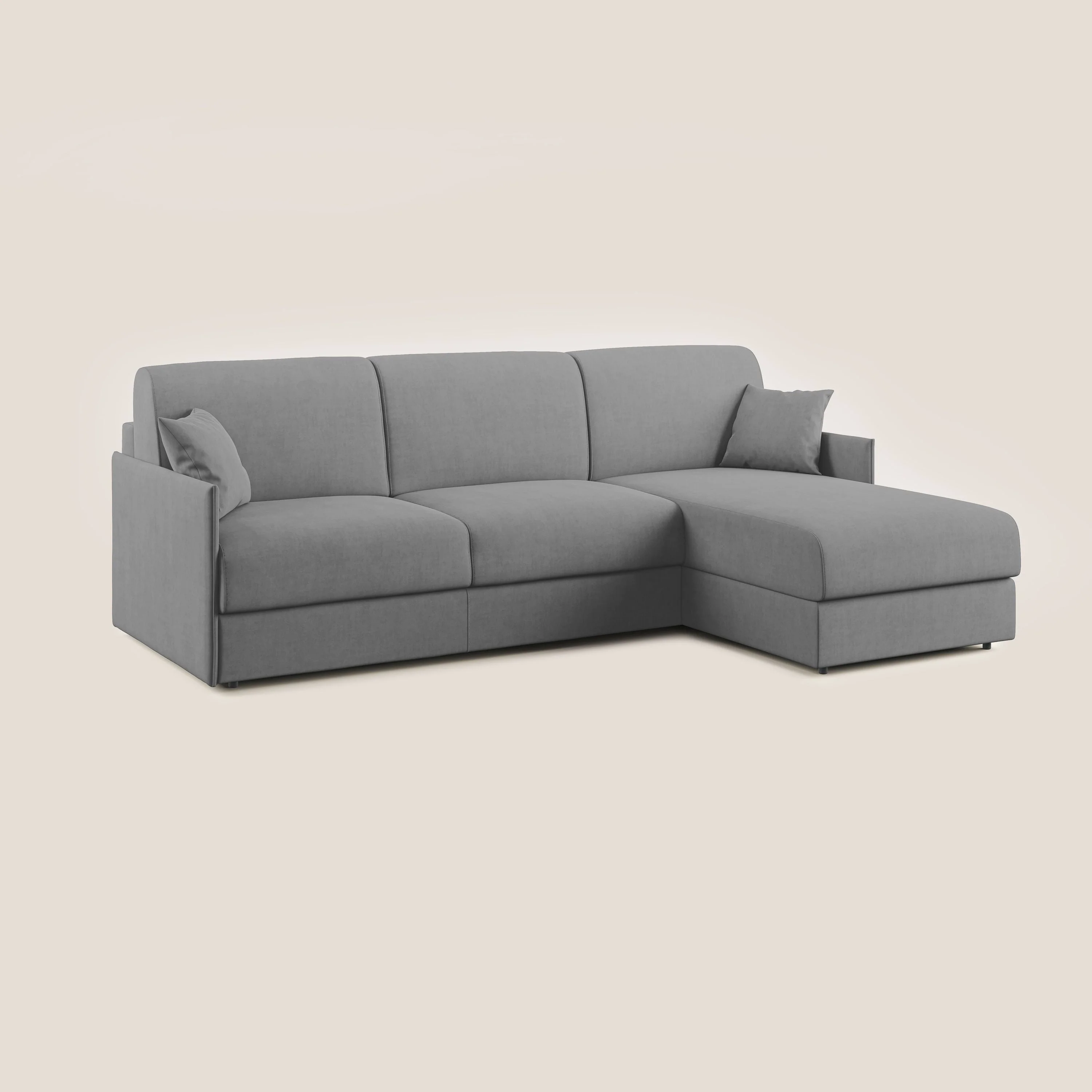 Evans canapé d'angle convertible avec méridienne en tissu doux imperméable T02 gris - Image 3