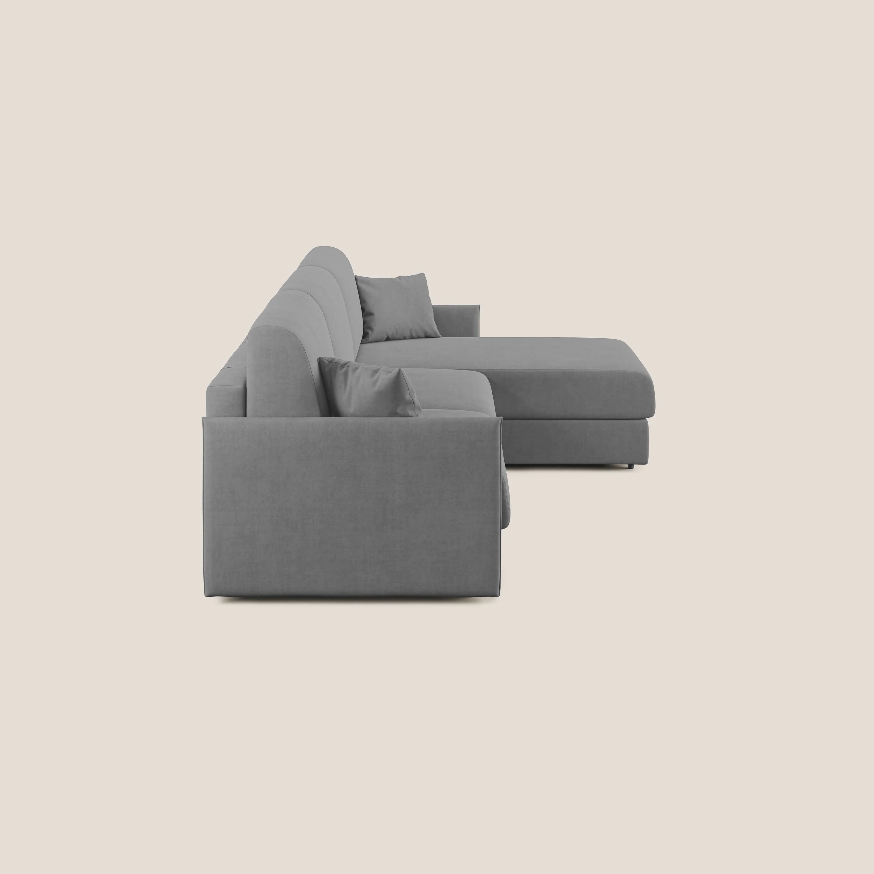 Evans canapé d'angle convertible avec méridienne en tissu doux imperméable T02 gris - Image 4