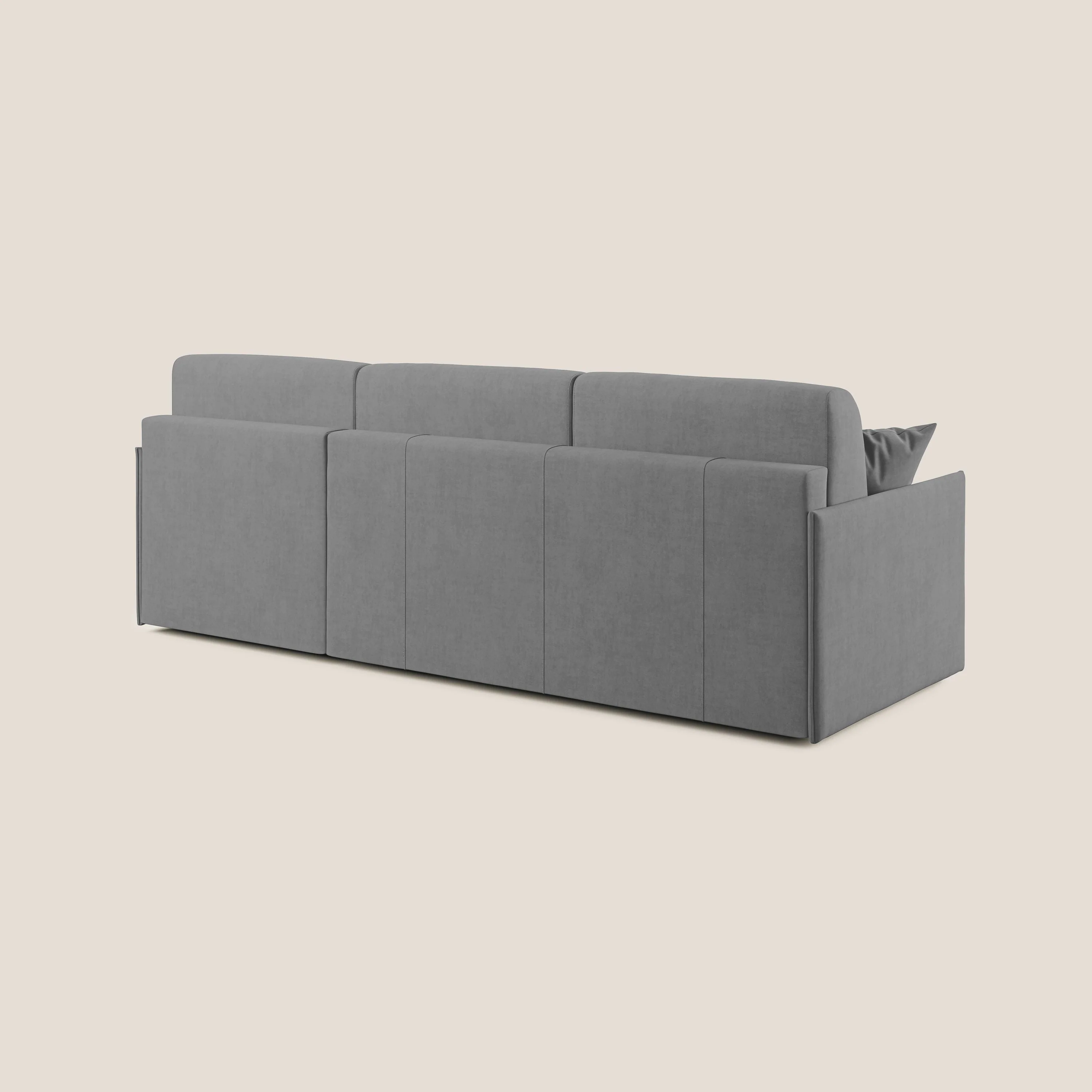 Evans canapé d'angle convertible avec méridienne en tissu doux imperméable T02 gris - Image 5