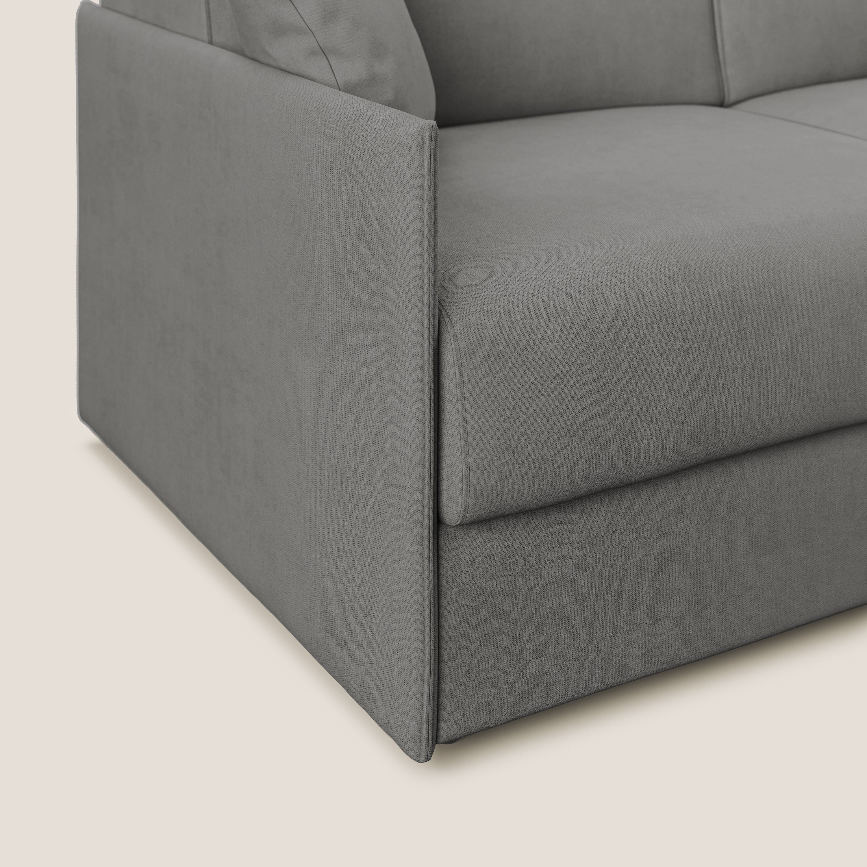 Evans canapé d'angle convertible avec méridienne en tissu doux imperméable T02 gris - Image 6