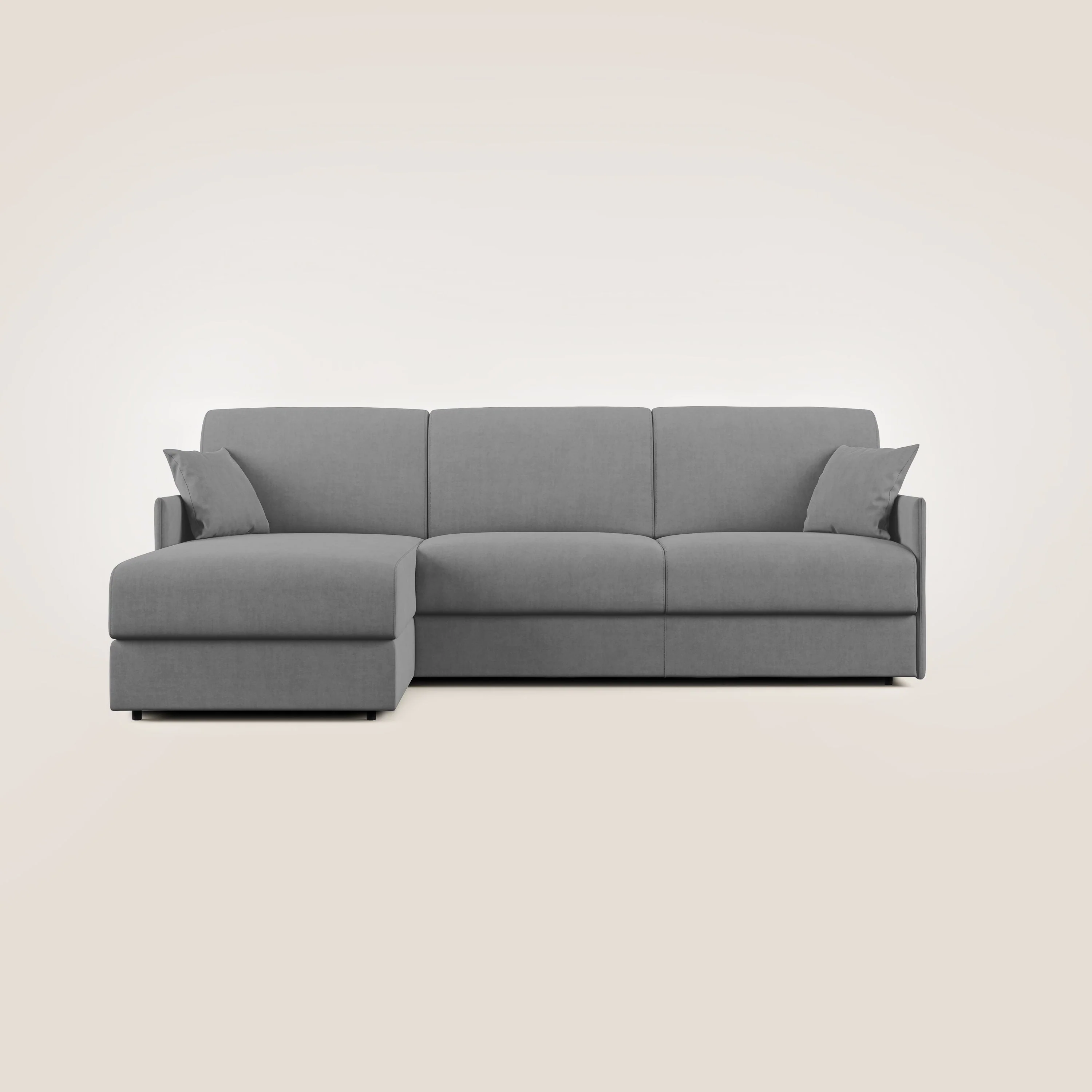 Evans canapé d'angle convertible avec méridienne en tissu doux imperméable T02 gris - Image 7