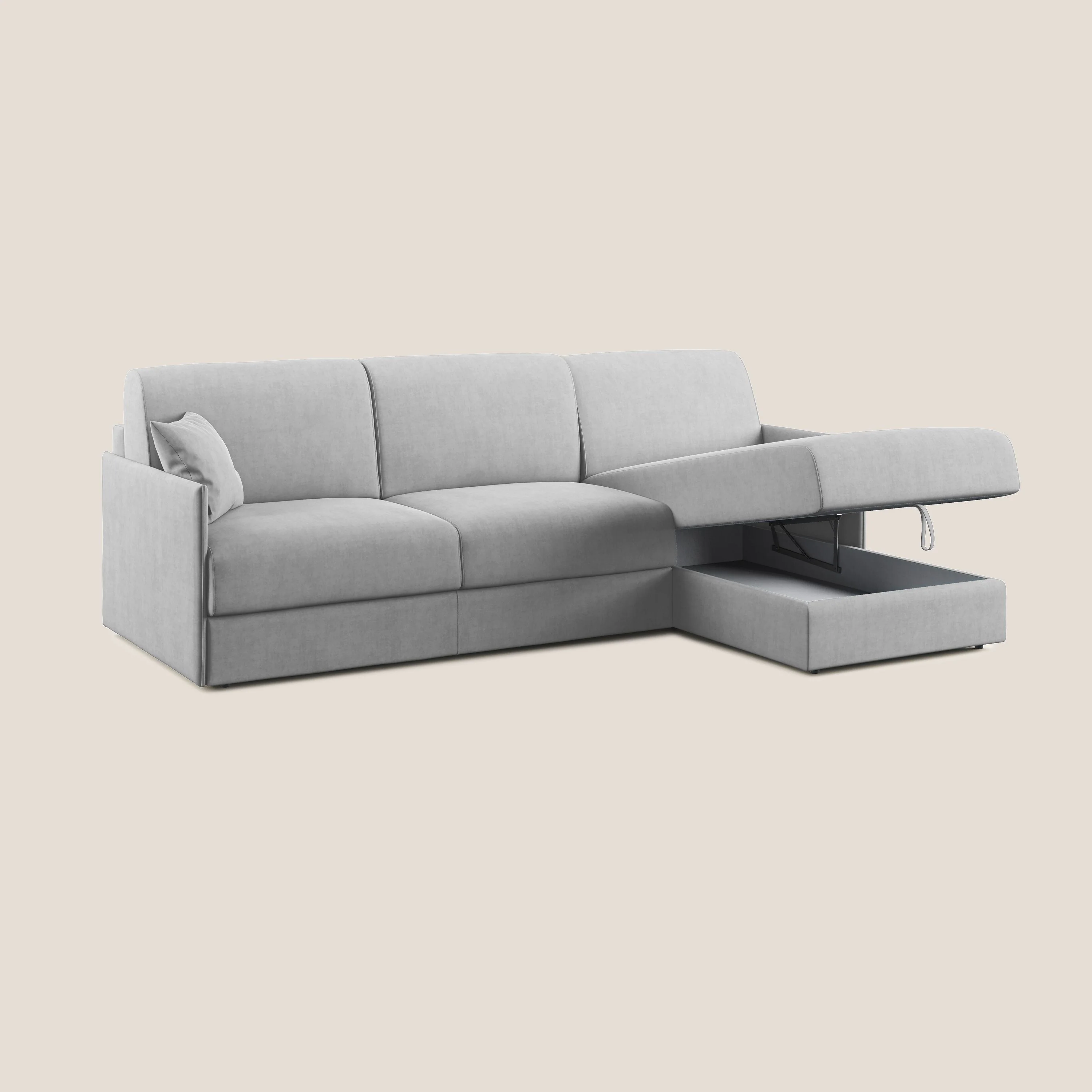 Evans canapé d'angle convertible avec méridienne en tissu doux imperméable T02 gris clair - Image 2