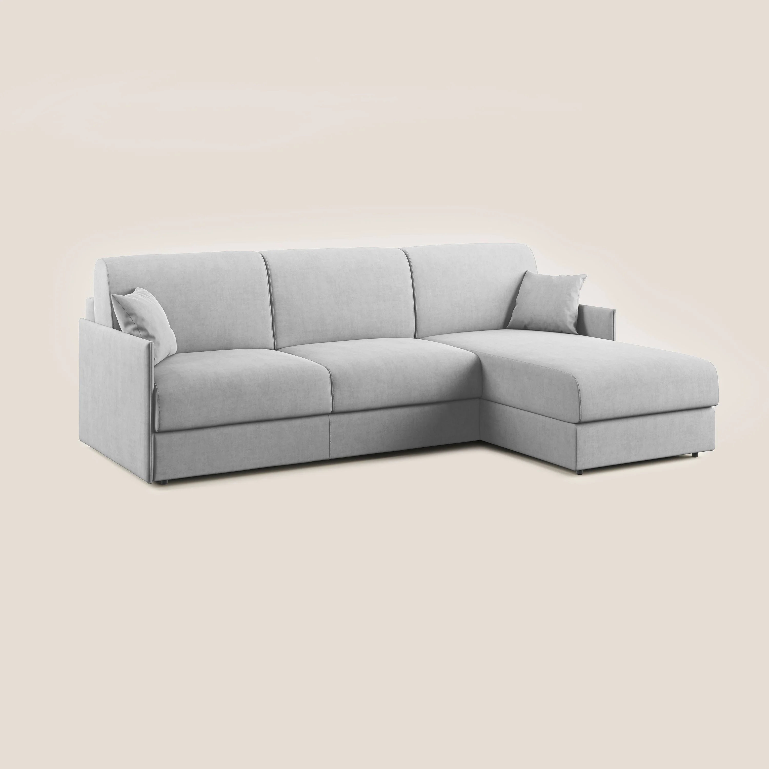 Evans canapé d'angle convertible avec méridienne en tissu doux imperméable T02 gris clair - Image 3