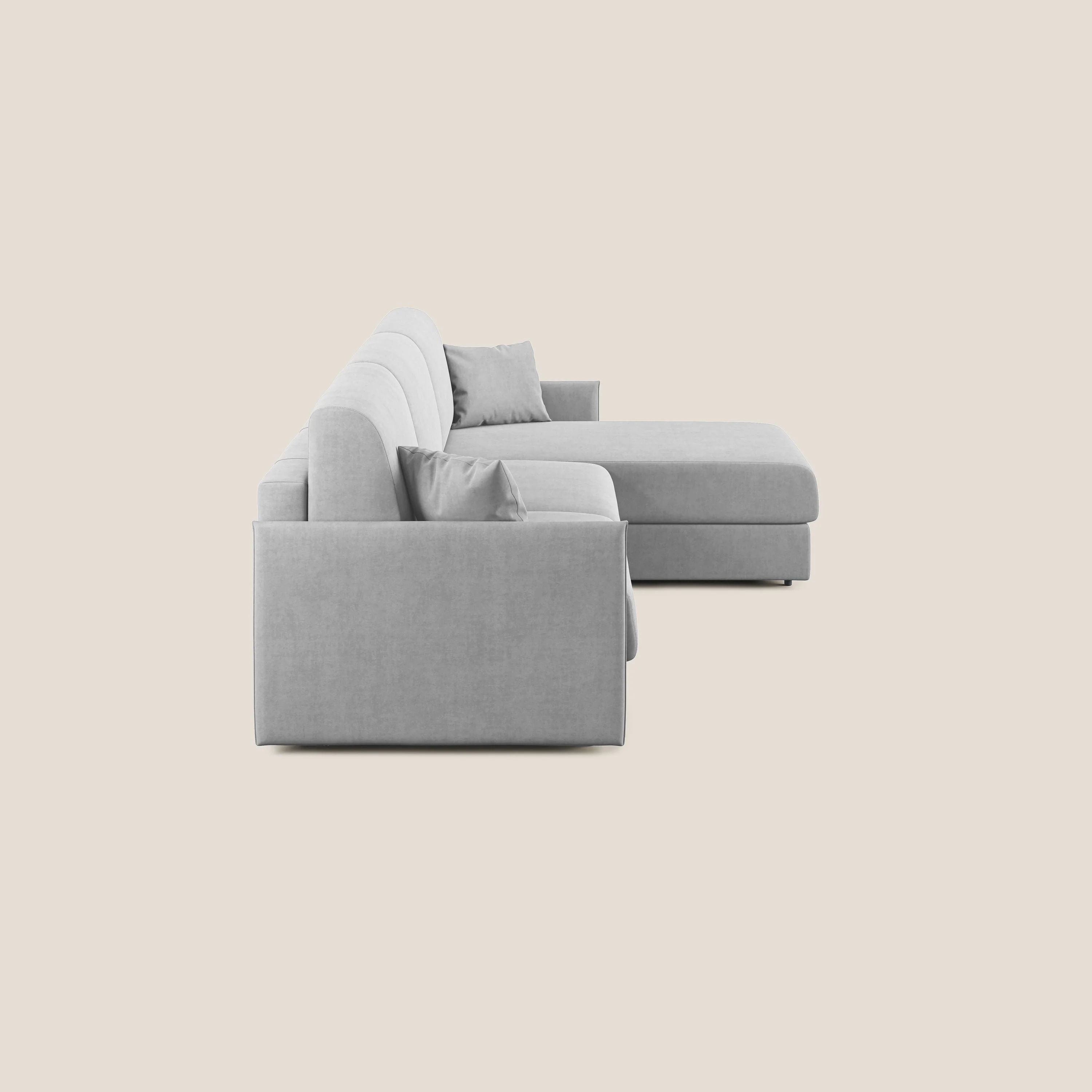 Evans canapé d'angle convertible avec méridienne en tissu doux imperméable T02 gris clair - Image 4