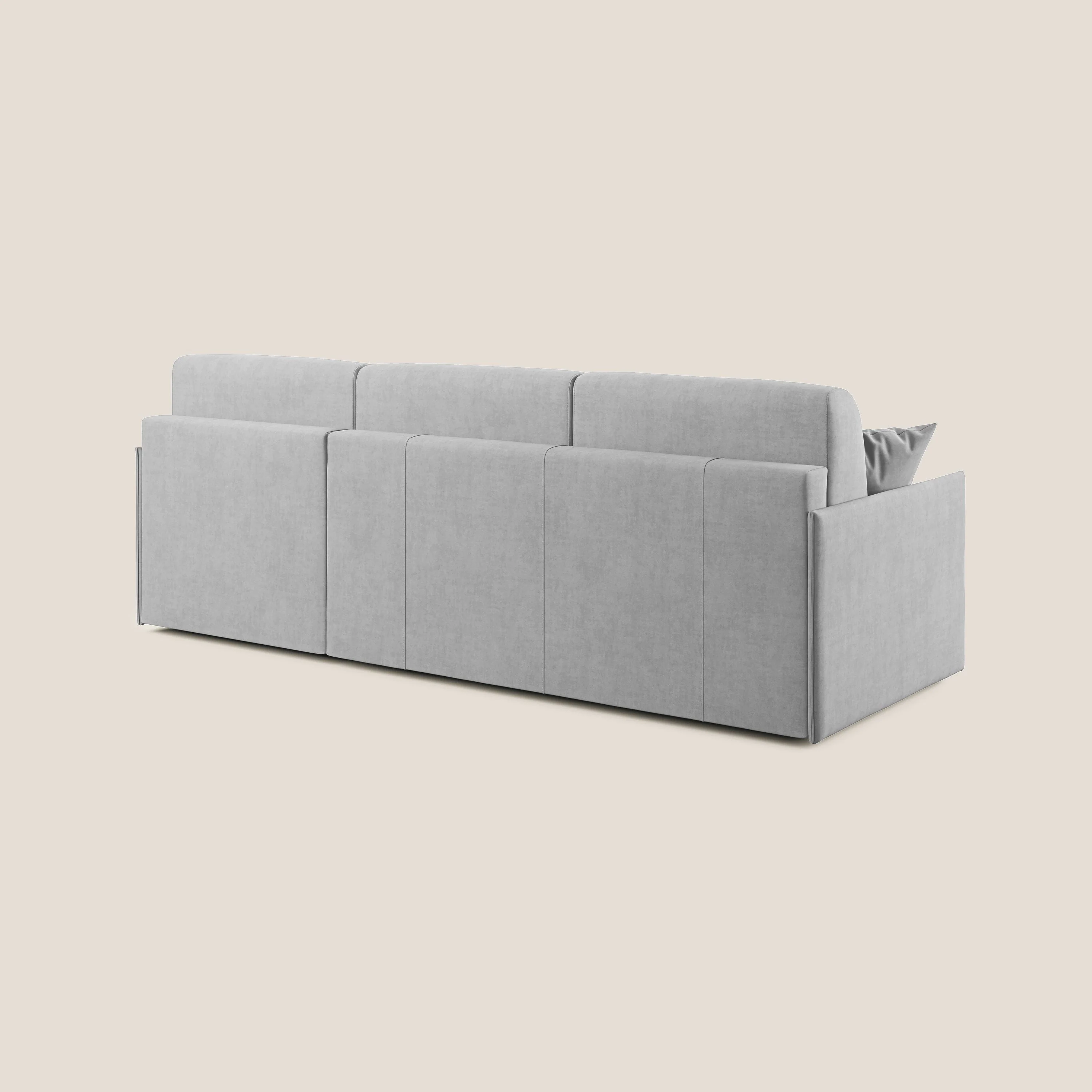 Evans canapé d'angle convertible avec méridienne en tissu doux imperméable T02 gris clair - Image 5