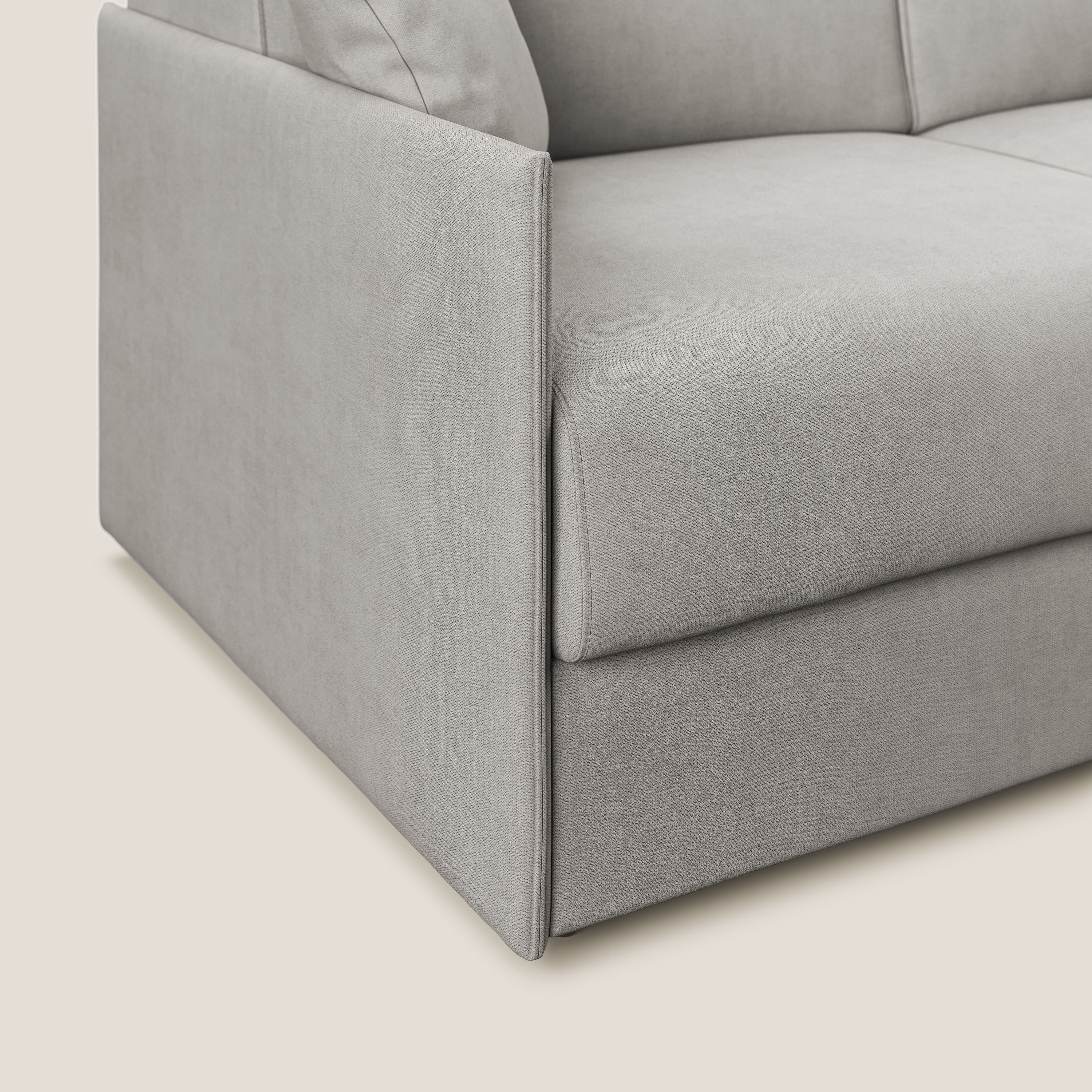 Evans canapé d'angle convertible avec méridienne en tissu doux imperméable T02 gris clair - Image 6
