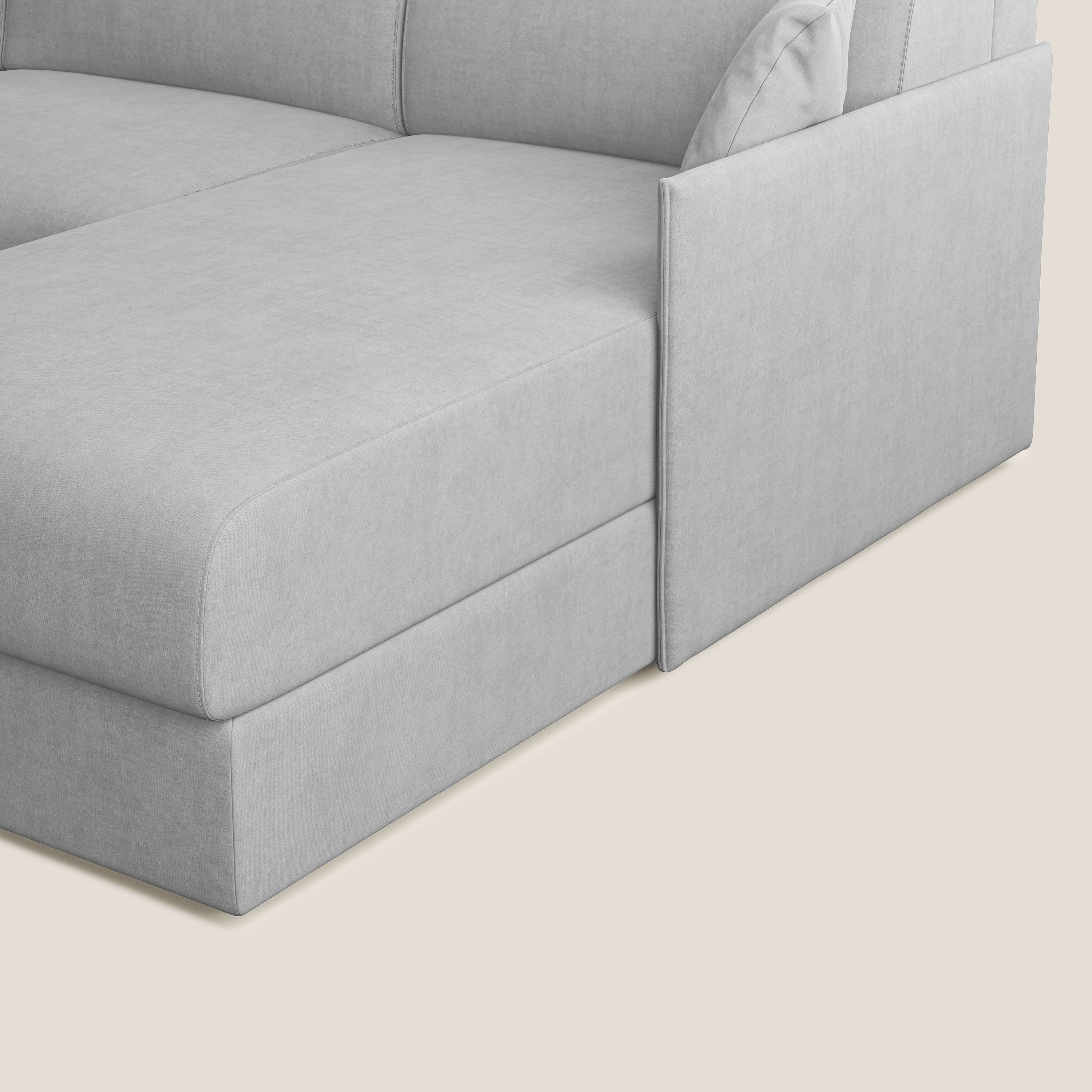 Evans canapé d'angle convertible avec méridienne en tissu doux imperméable T02 gris clair - Image 9