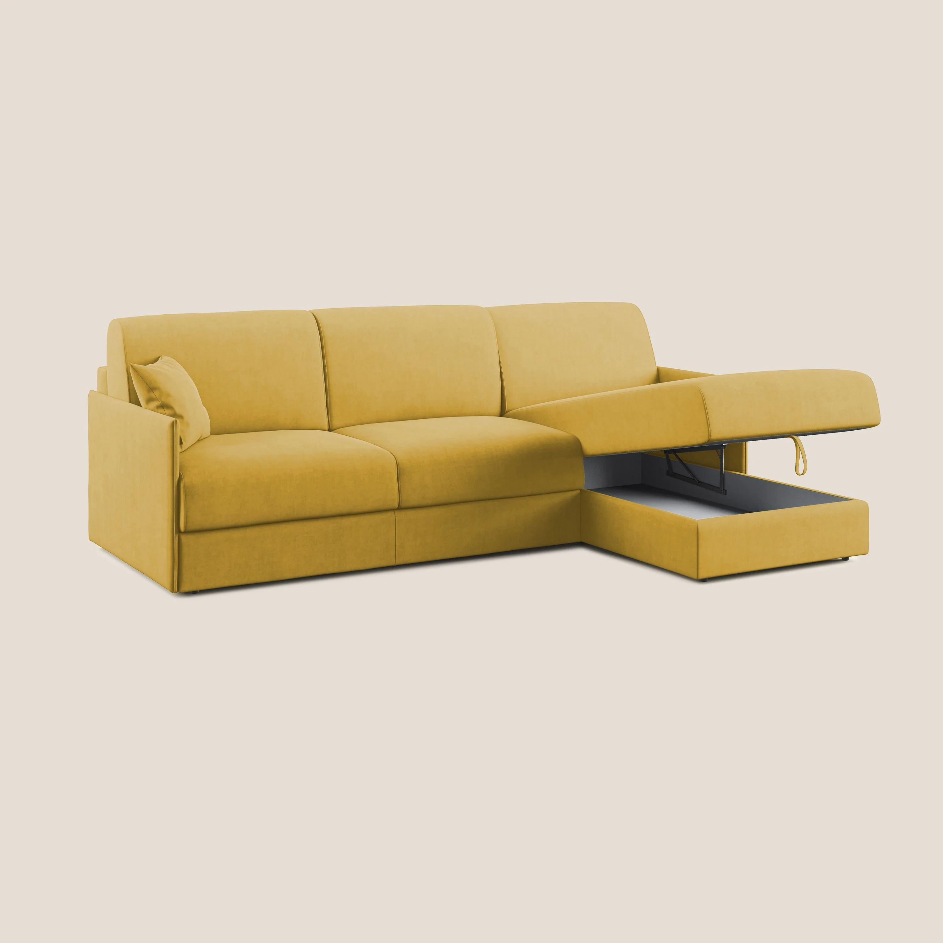 Evans canapé d'angle convertible avec méridienne en tissu doux imperméable T02 jaune - Image 2