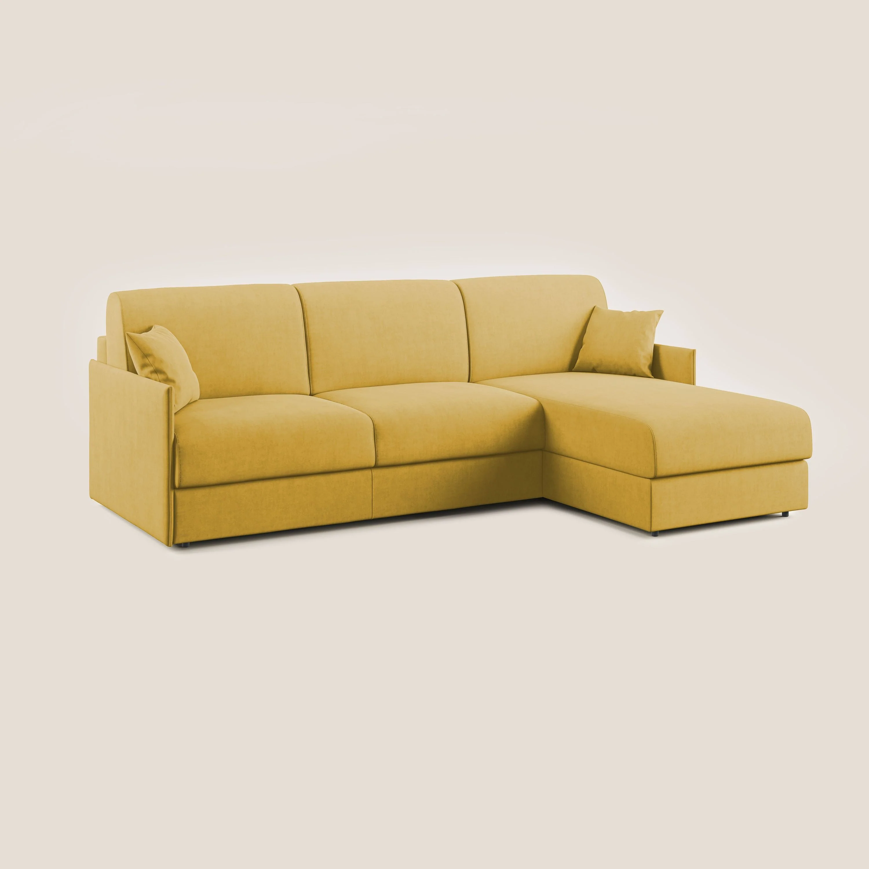 Evans canapé d'angle convertible avec méridienne en tissu doux imperméable T02 jaune - Image 3