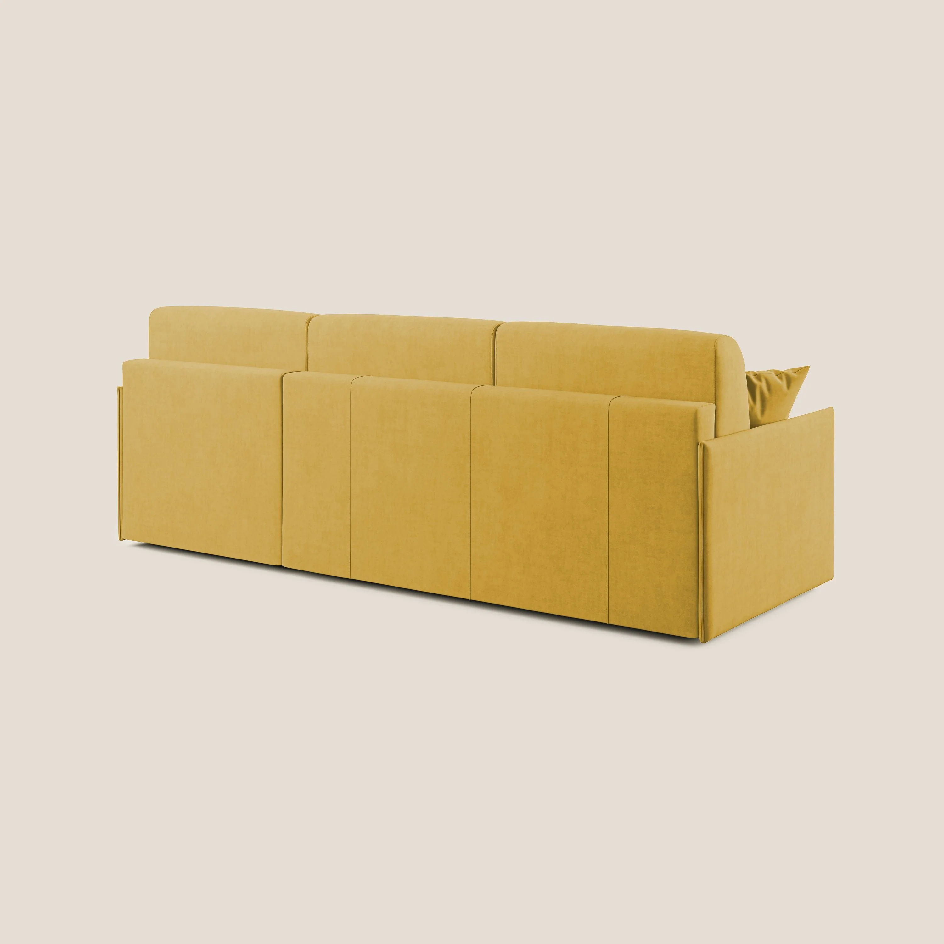 Evans canapé d'angle convertible avec méridienne en tissu doux imperméable T02 jaune - Image 5
