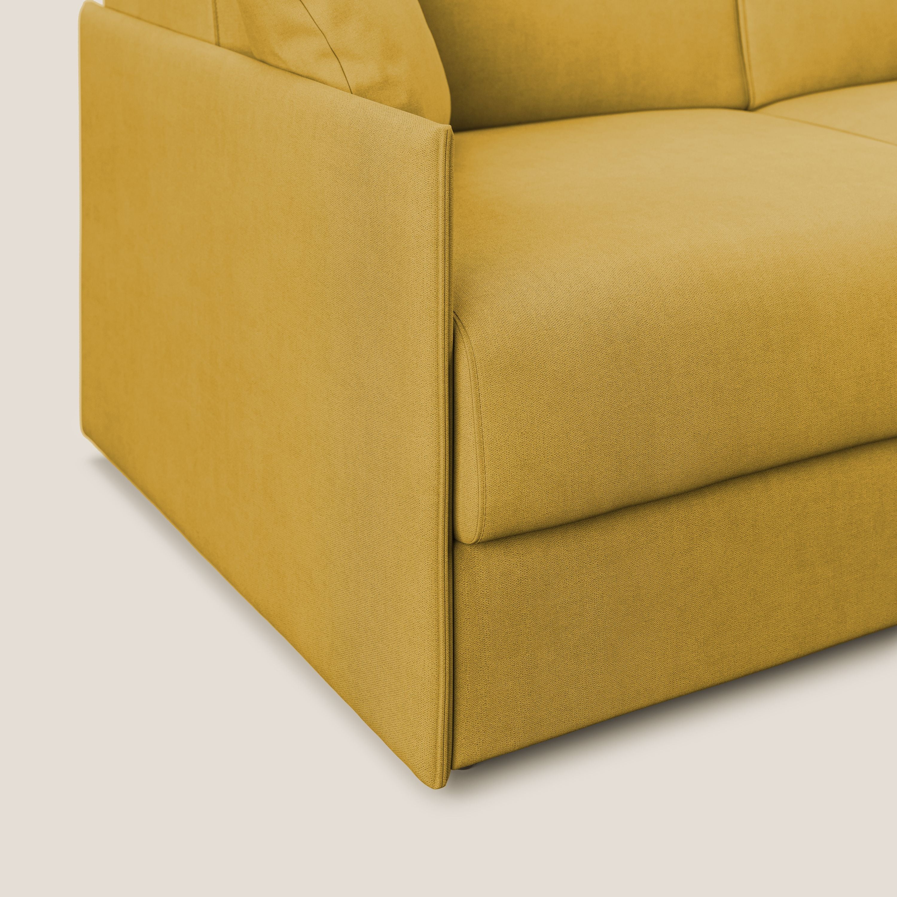 Evans canapé d'angle convertible avec méridienne en tissu doux imperméable T02 jaune - Image 6