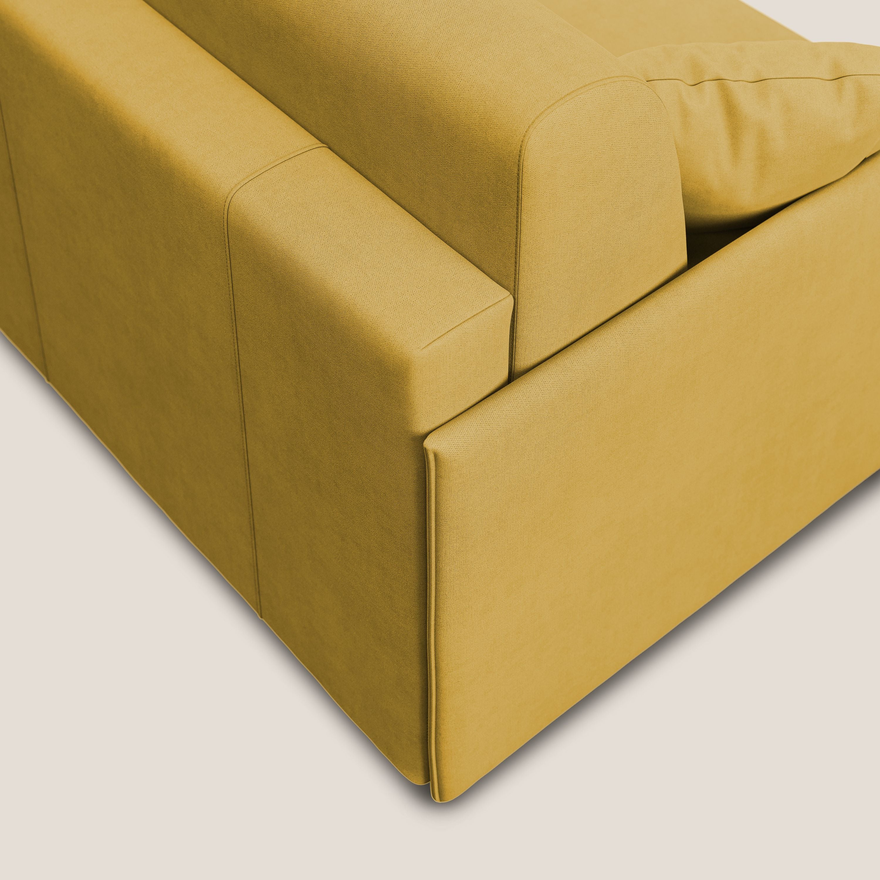 Evans canapé d'angle convertible avec méridienne en tissu doux imperméable T02 jaune - Image 7