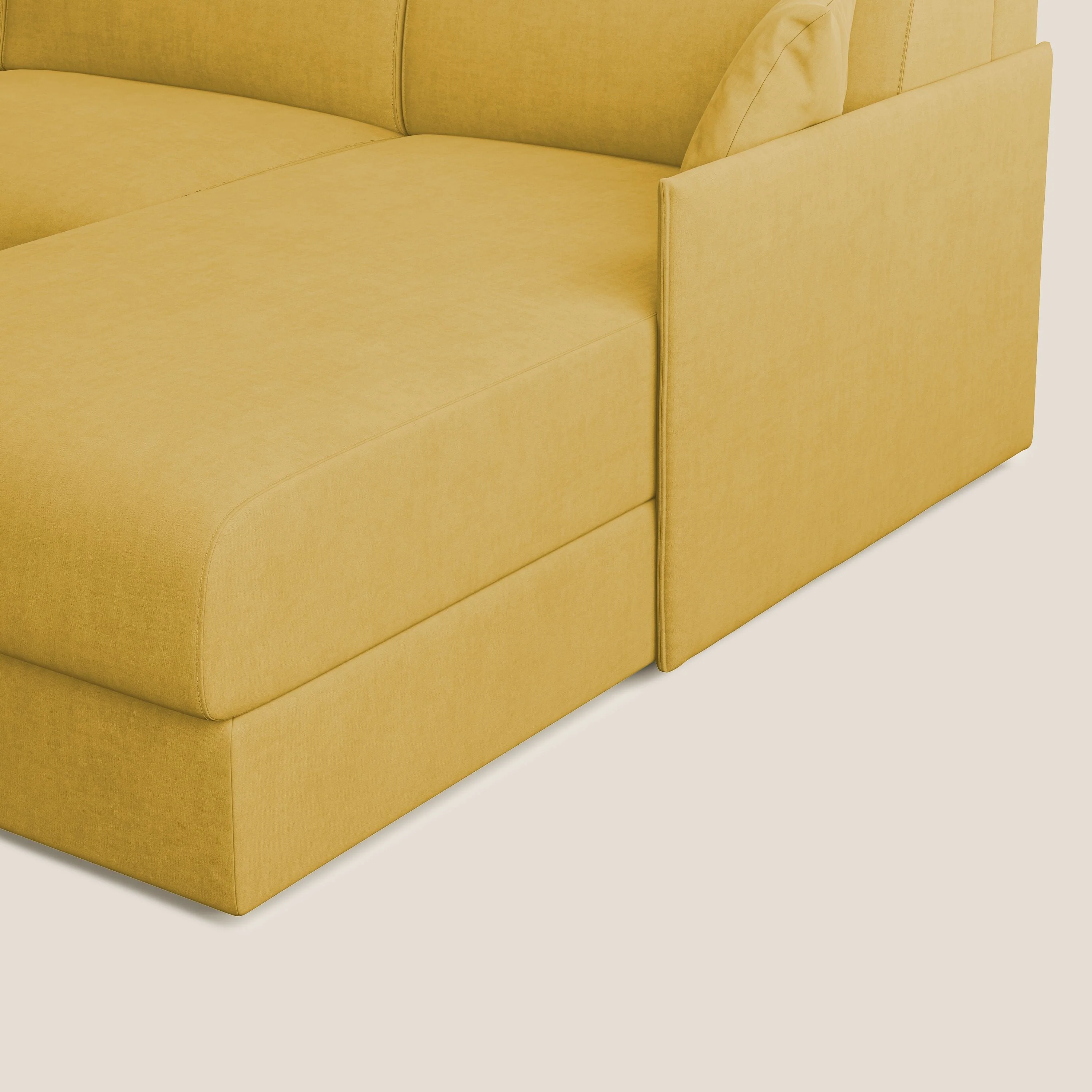 Evans canapé d'angle convertible avec méridienne en tissu doux imperméable T02 jaune - Image 8