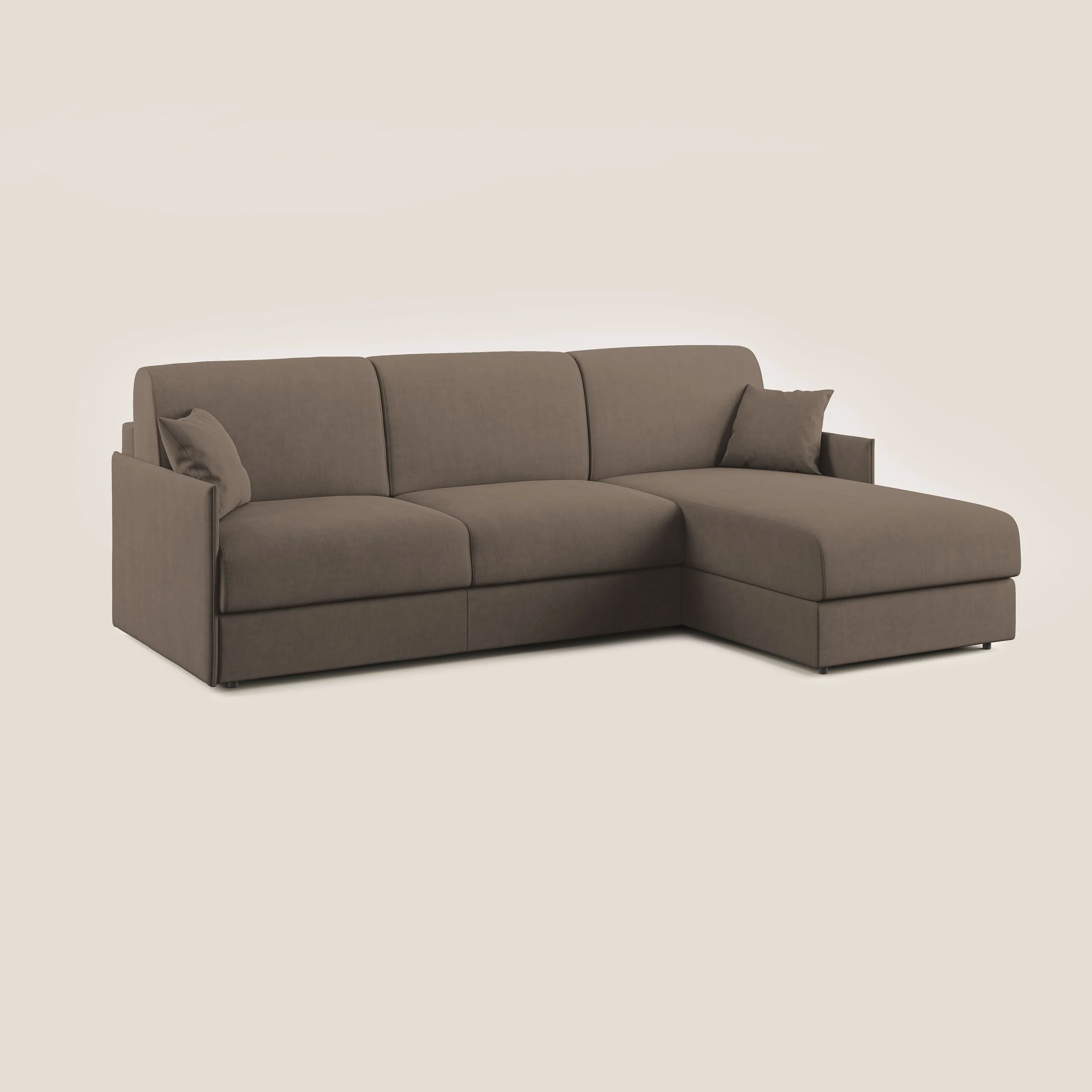 Evans canapé d'angle convertible avec méridienne en tissu doux imperméable T02 marron - Image 3