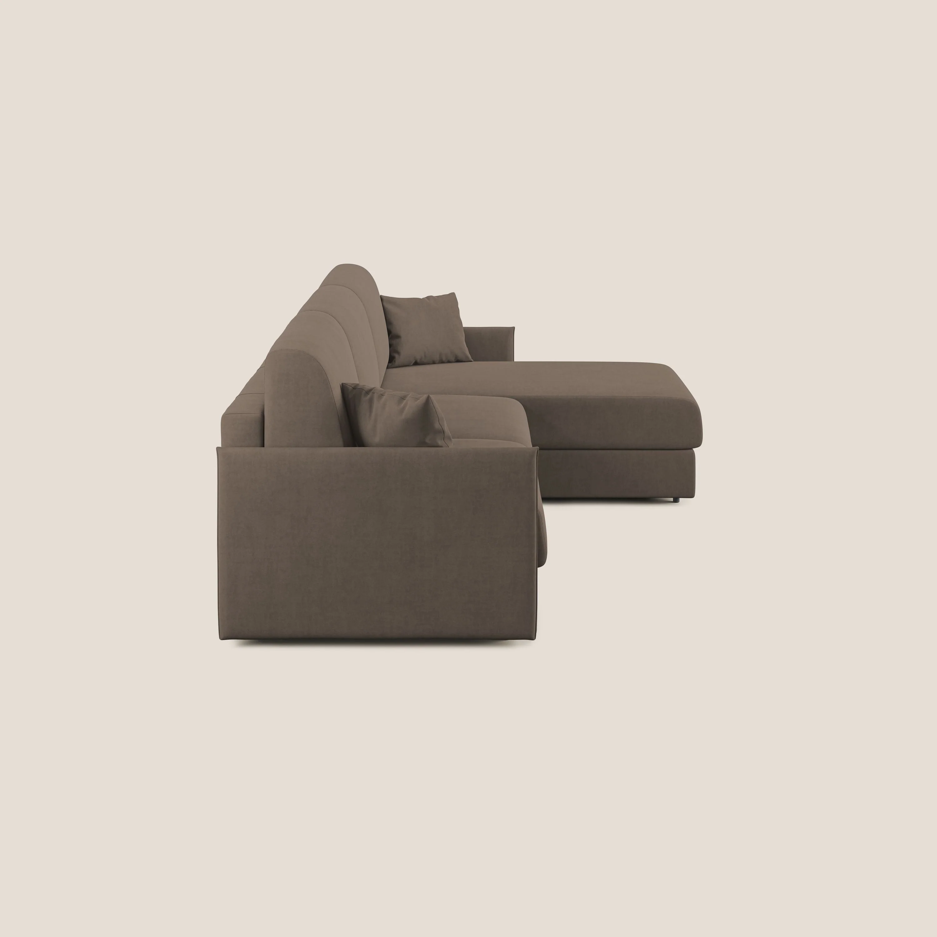 Evans canapé d'angle convertible avec méridienne en tissu doux imperméable T02 marron - Image 4