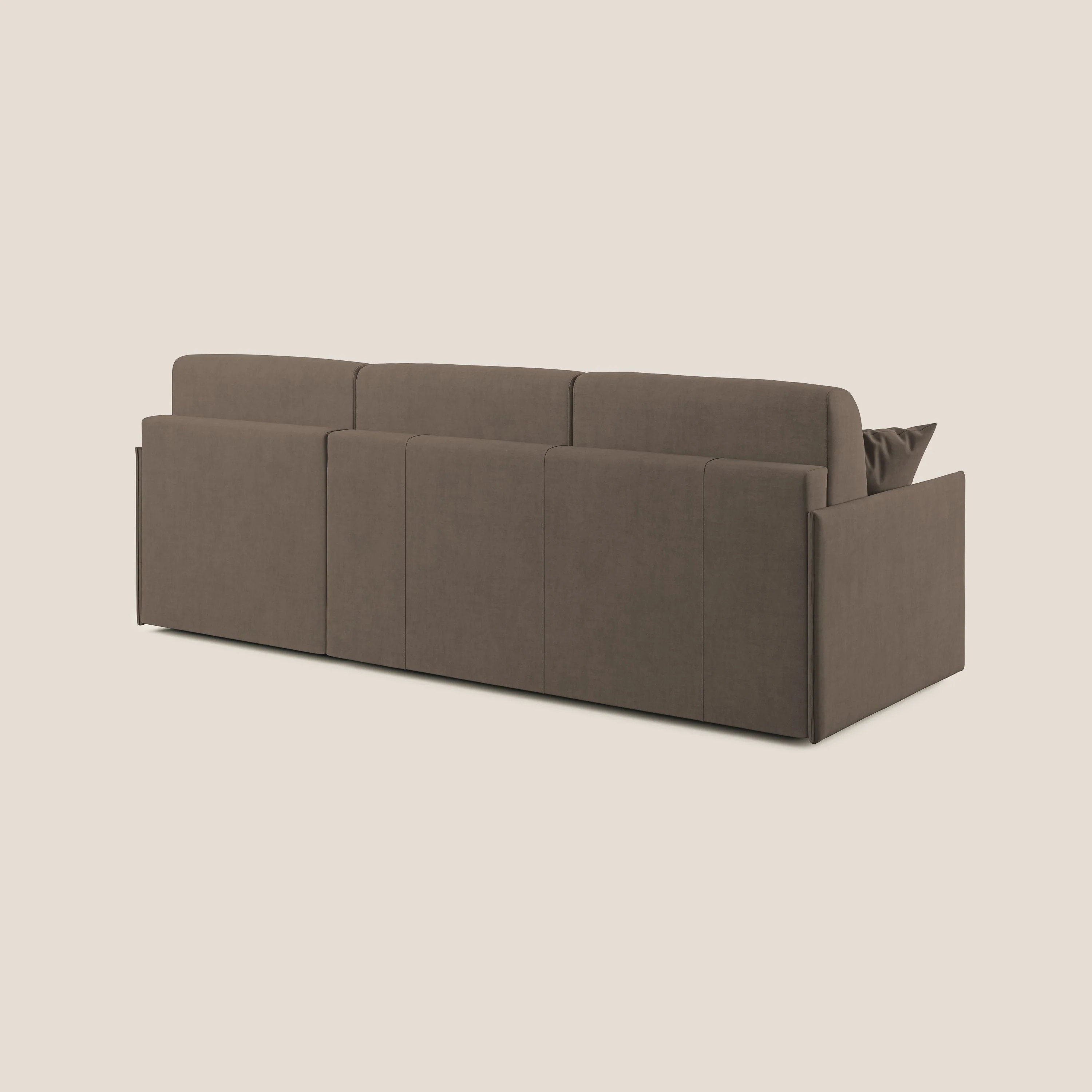 Evans canapé d'angle convertible avec méridienne en tissu doux imperméable T02 marron - Image 5