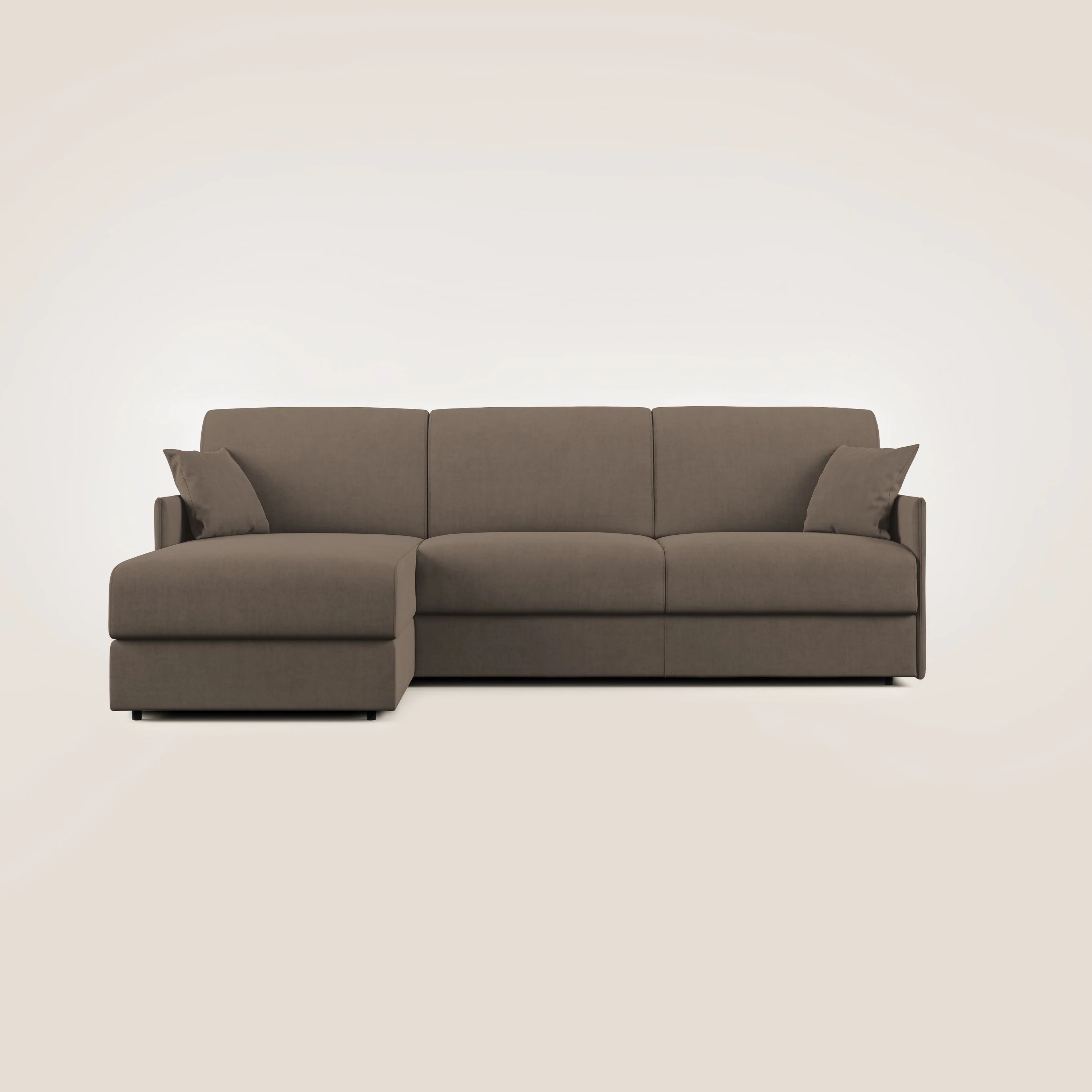 Evans canapé d'angle convertible avec méridienne en tissu doux imperméable T02 marron - Image 6