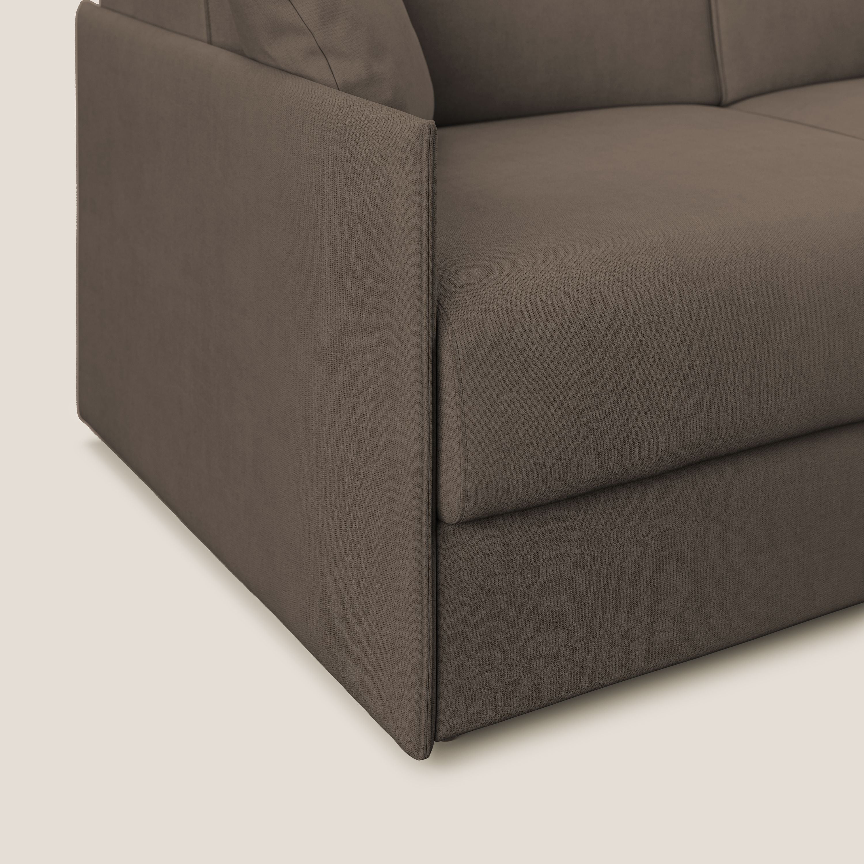 Evans canapé d'angle convertible avec méridienne en tissu doux imperméable T02 marron - Image 7