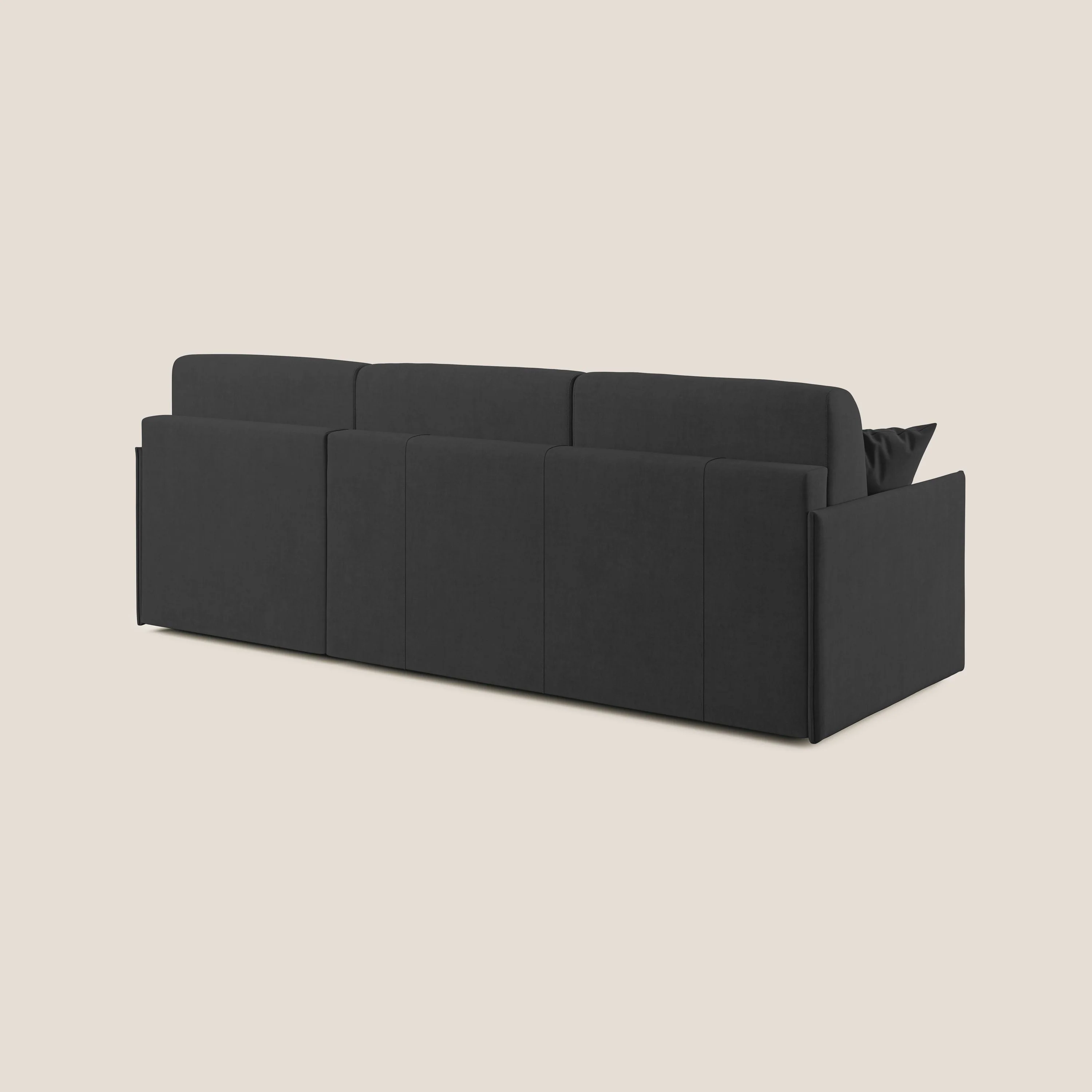 Evans canapé d'angle convertible avec méridienne en tissu doux imperméable T02 noir - Image 5