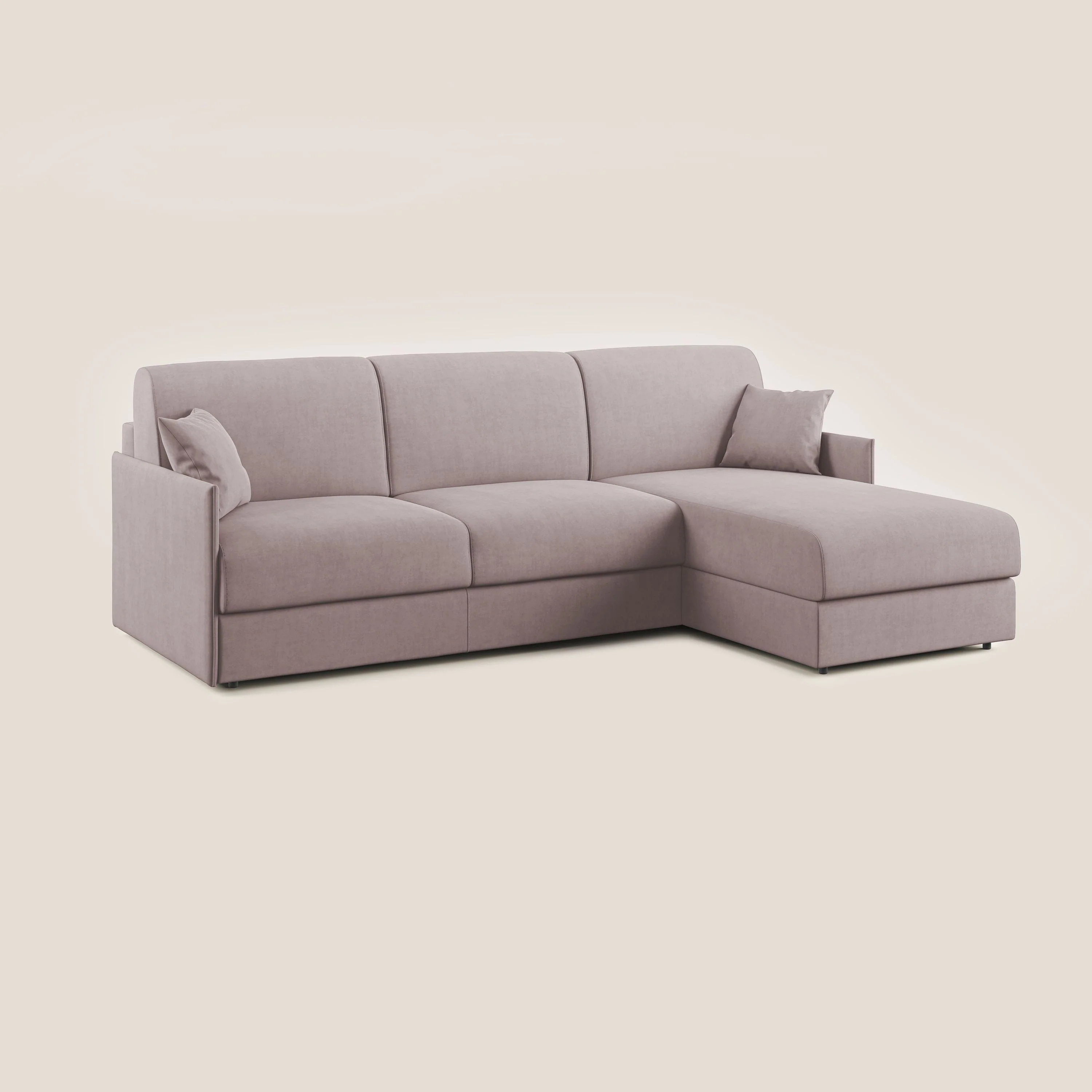 Evans canapé d'angle convertible avec méridienne en tissu doux imperméable T02 rose - Image 3