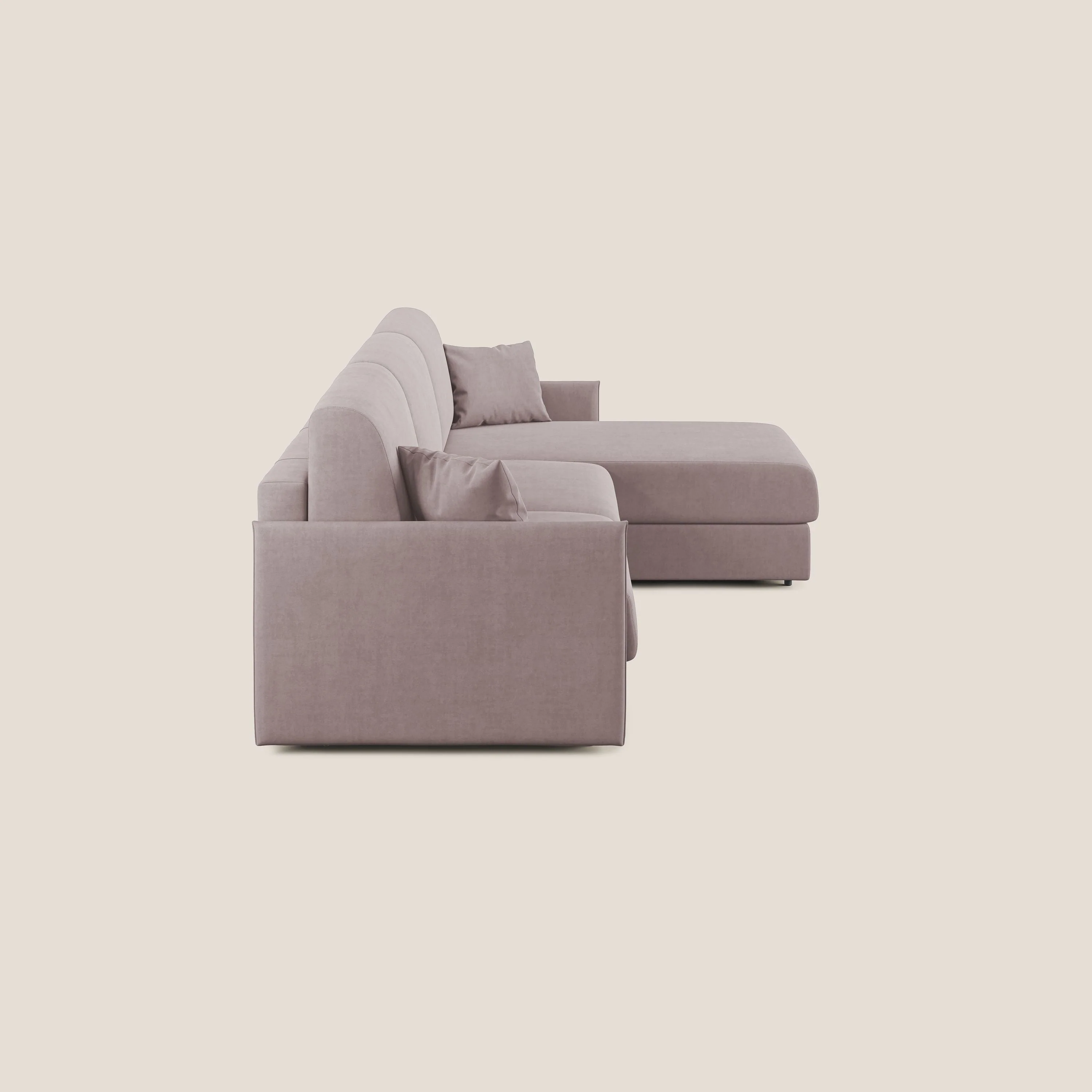 Evans canapé d'angle convertible avec méridienne en tissu doux imperméable T02 rose - Image 4