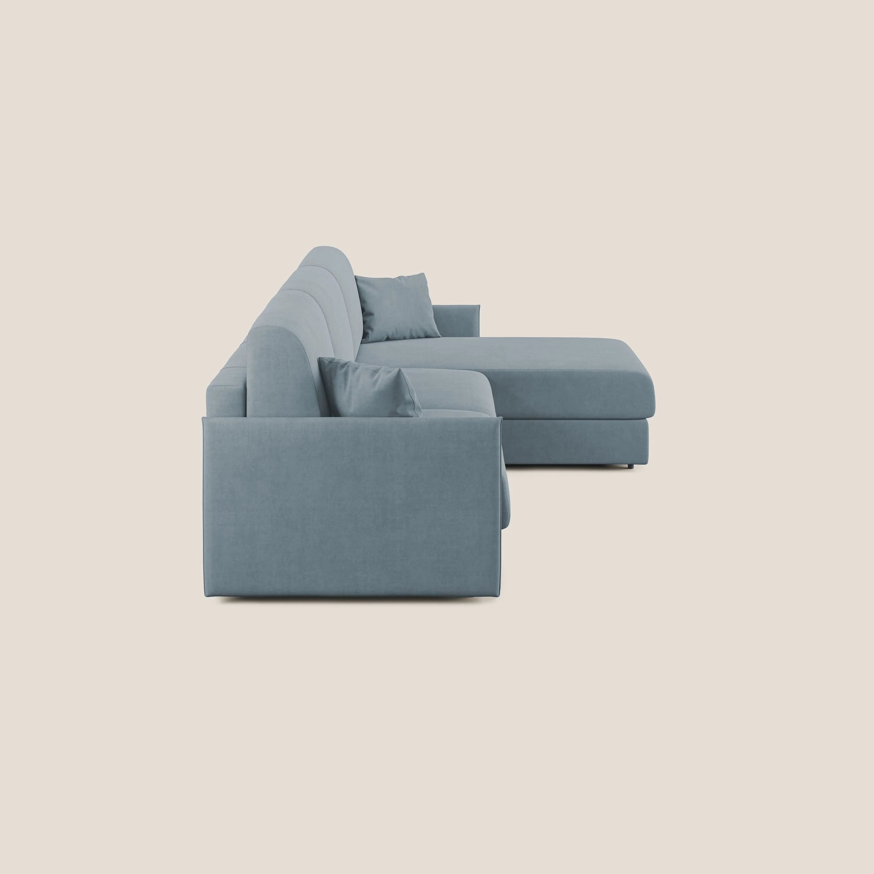 Evans canapé d'angle convertible avec méridienne en tissu doux imperméable T02 sucre glace - Image 4
