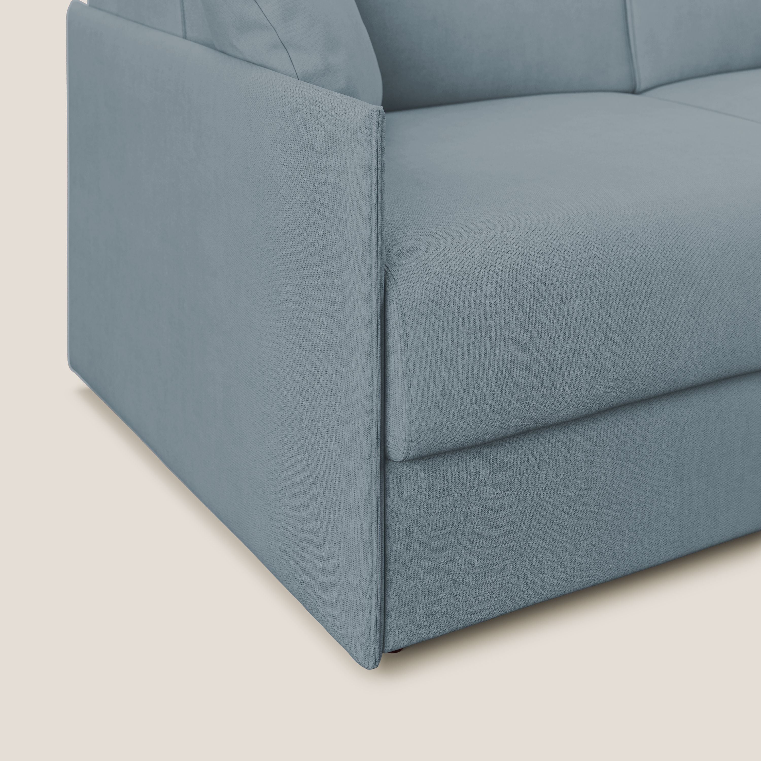 Evans canapé d'angle convertible avec méridienne en tissu doux imperméable T02 sucre glace - Image 6