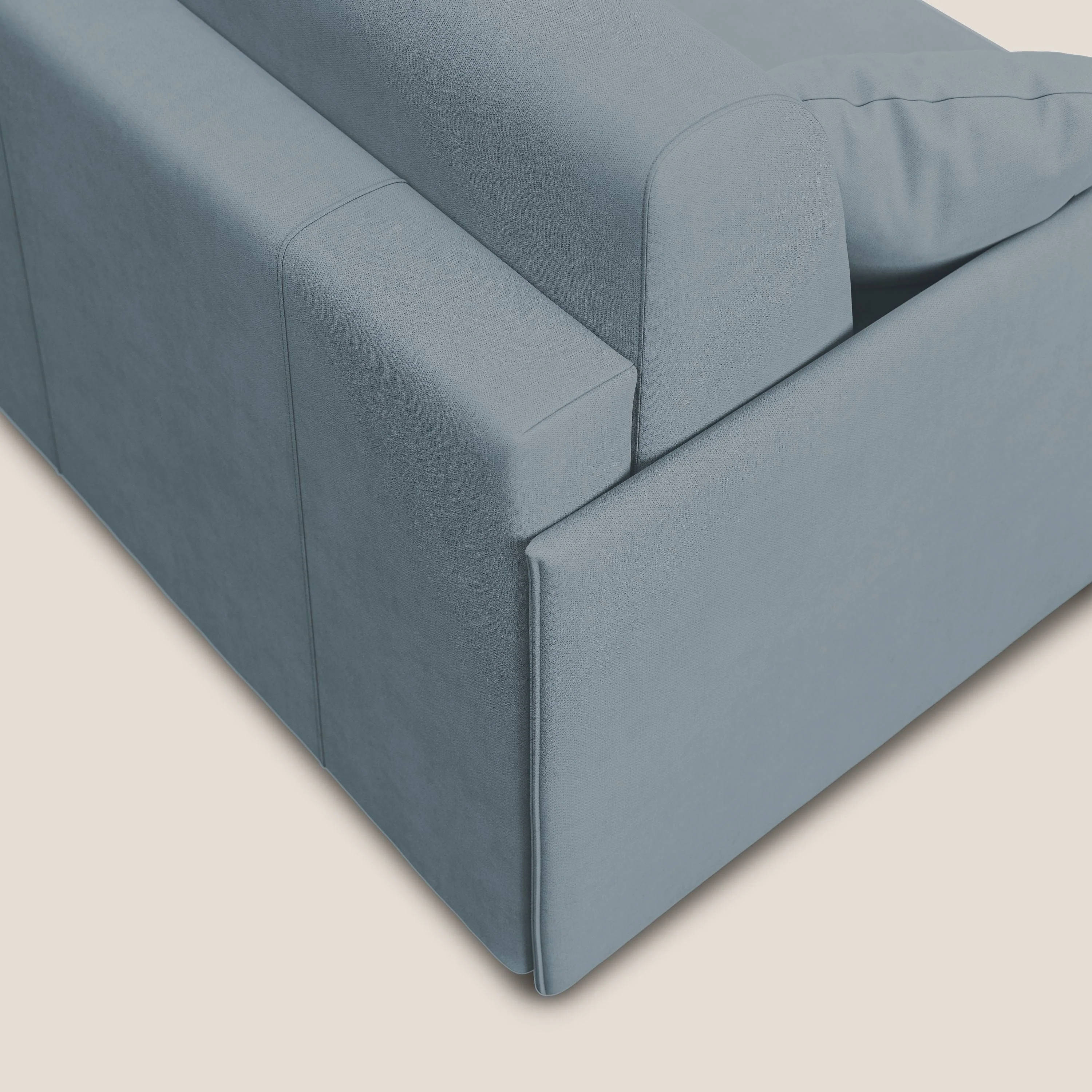 Evans canapé d'angle convertible avec méridienne en tissu doux imperméable T02 sucre glace - Image 8