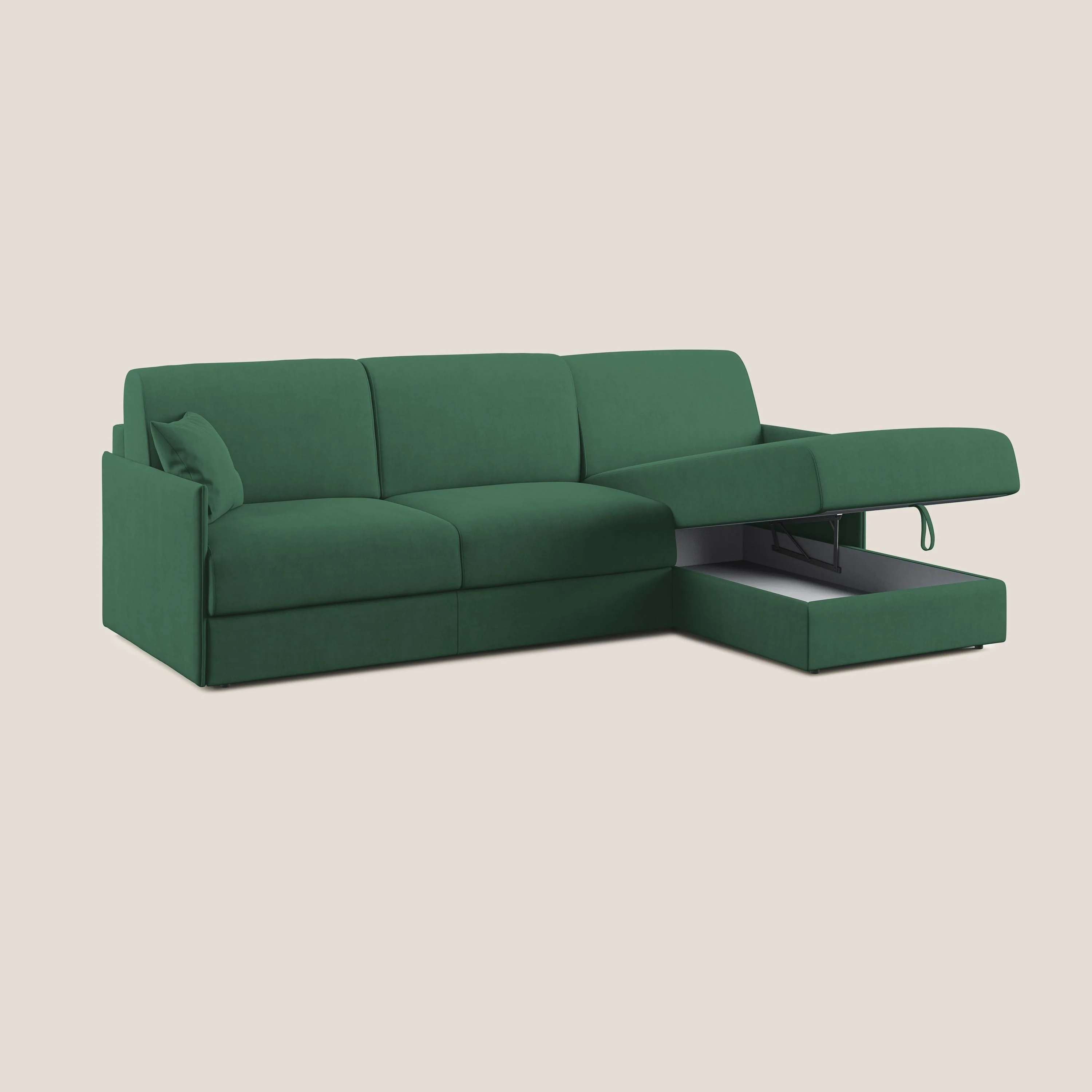 Evans canapé d'angle convertible avec méridienne en tissu doux imperméable T02 vert - Image 2